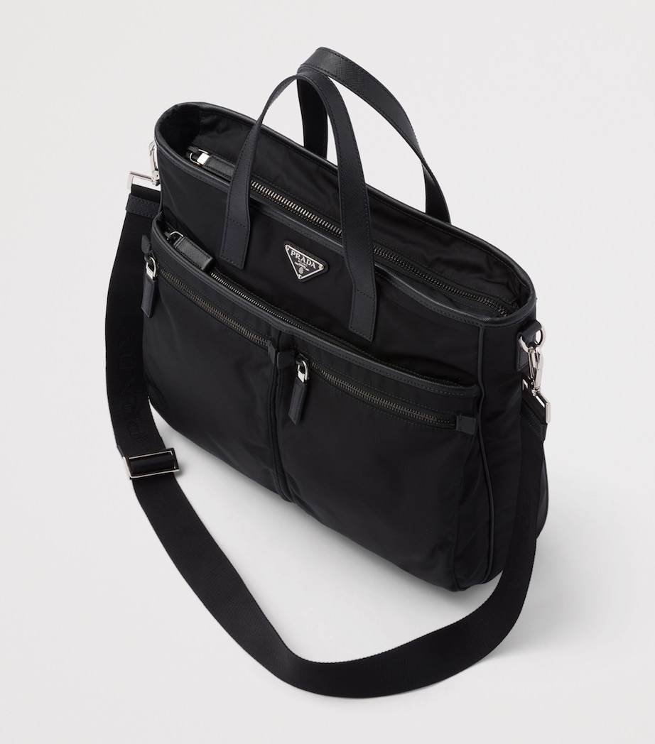 Prada Re-Nylon and Saffiano Leather Tote Bag Black Image 4