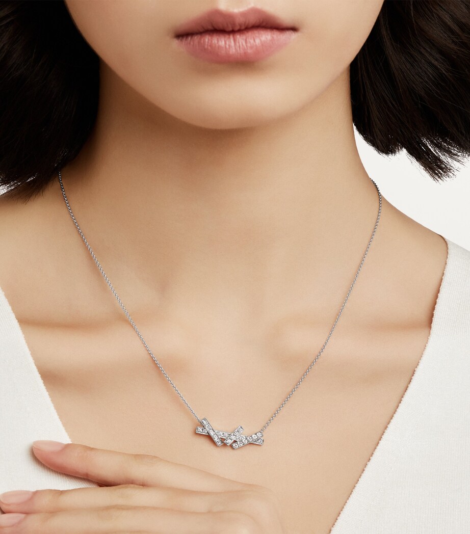 White Gold and Diamond Threads Necklace WHITE GOLD Image 2