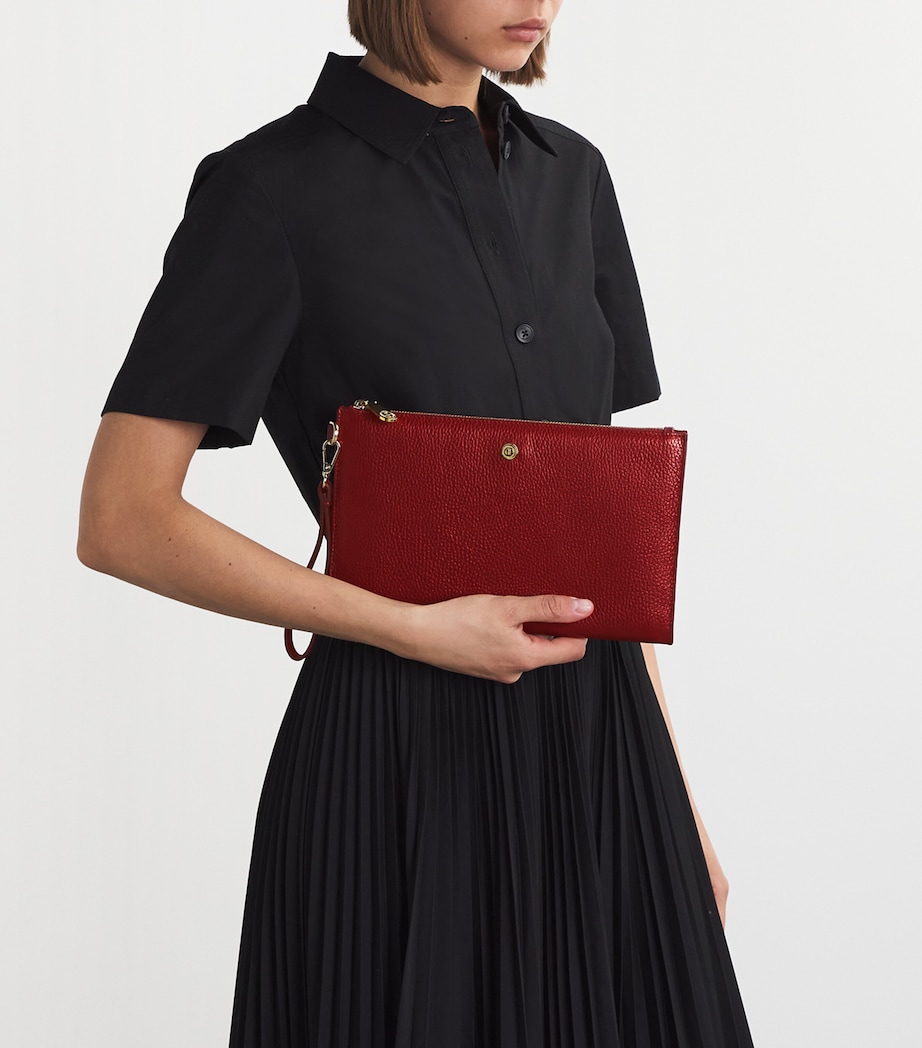 Medium Pebbled Leather Pouch BURGUNDY Image 5