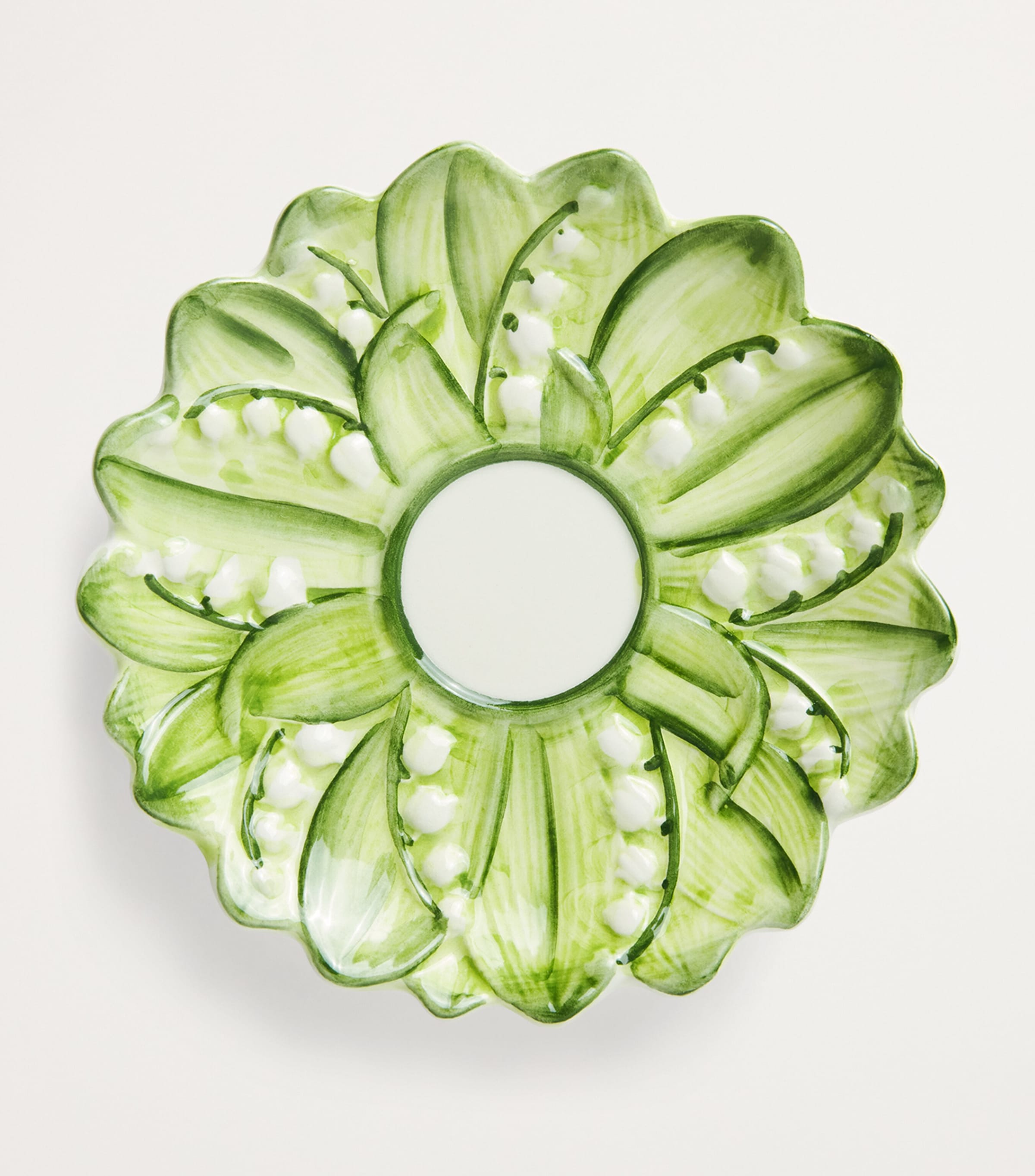 Lily of the Valley Coffee Cup and Saucer WHITE/GREEN Image 2