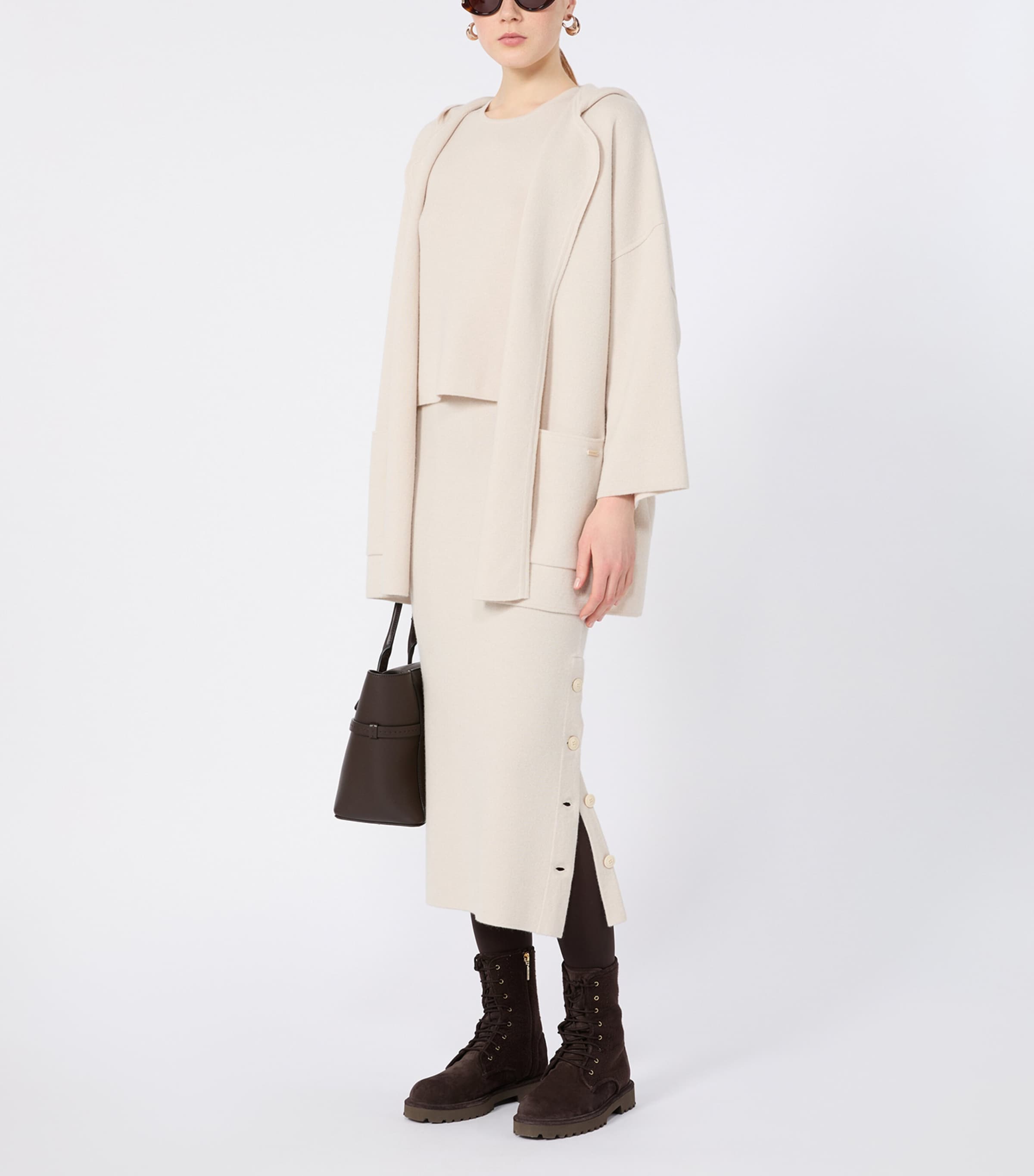 Max Mara Womens Virgin Wool-Cashmere Knitted Top Beige Image 2
