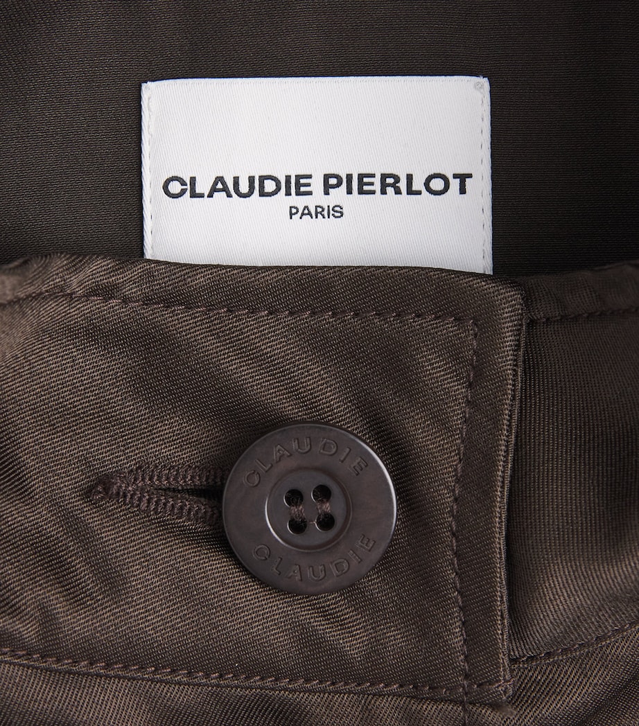 Claudie Pierlot Womens Satin-Effect Wide-Fit Jacket Brown Image 6