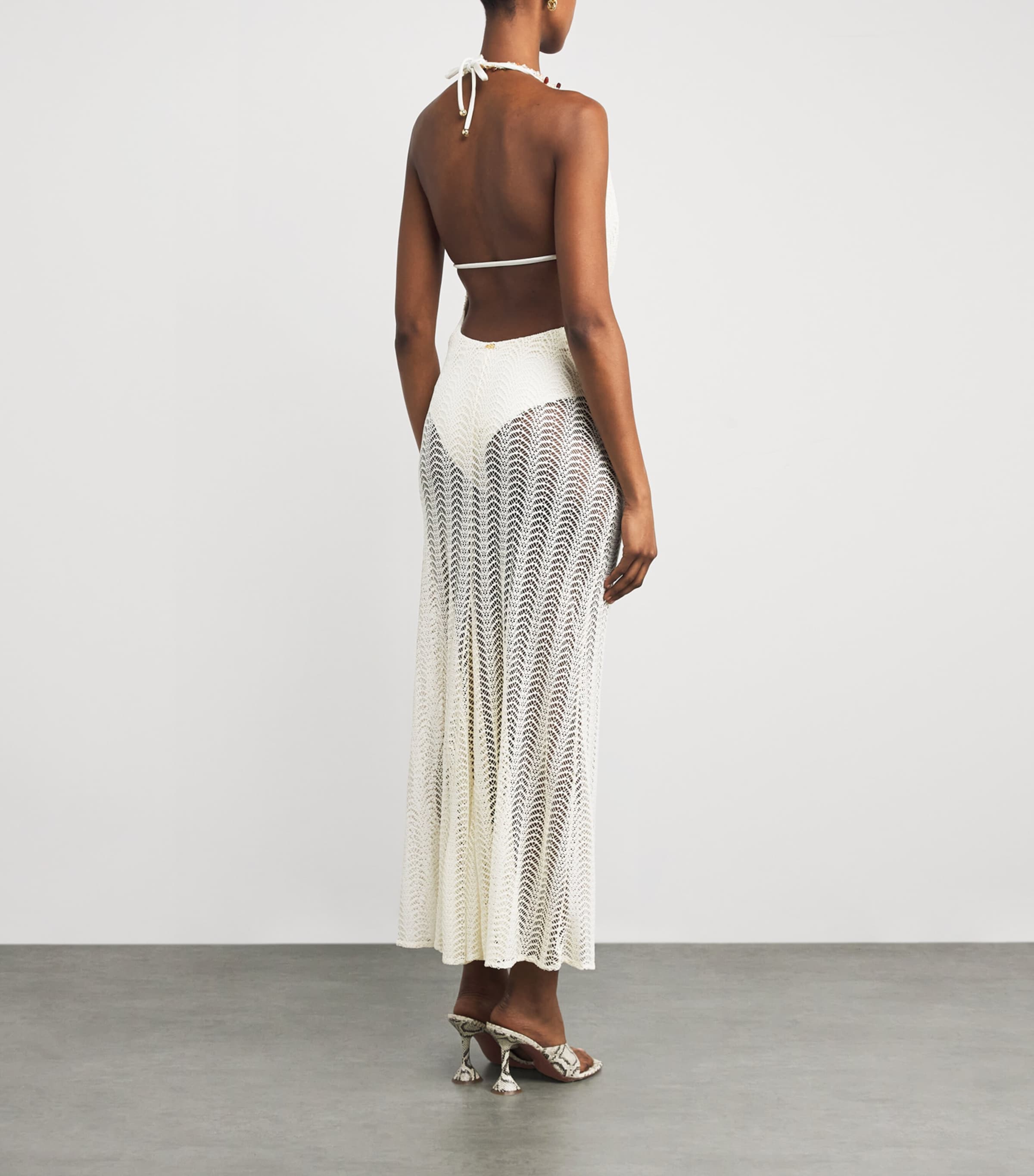 Wave Mesh Midi Dress OFF WHITE Image 3