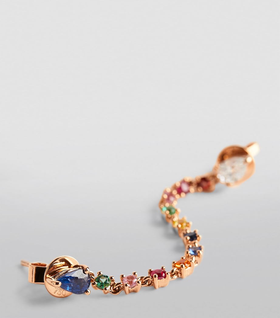 Rose Gold, Diamond and Sapphire Double-Pierced Loop Single Earring ROSE GOLD Image 6