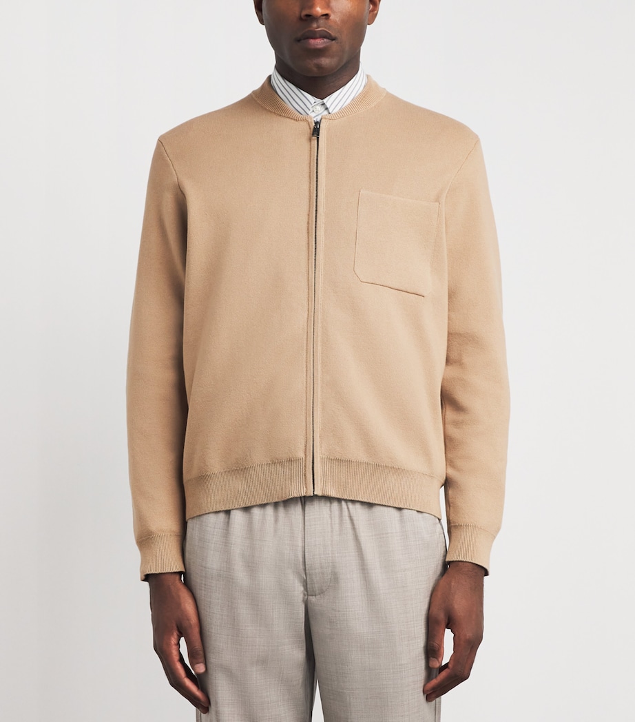 Falke Mens Organic Cotton Zip-Up Sweater Seasame Image 4