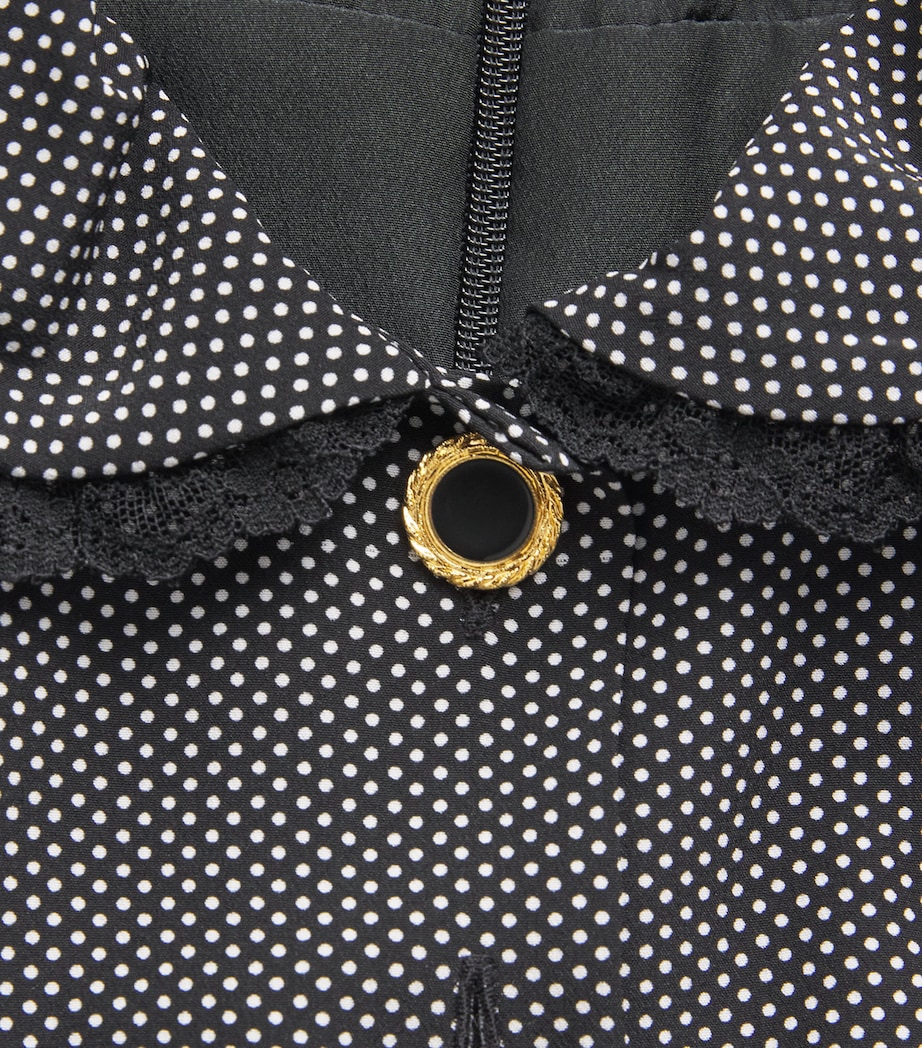Alessandra Rich Womens Silk Polka-Dot Collared Midi Dress Black White Image 6