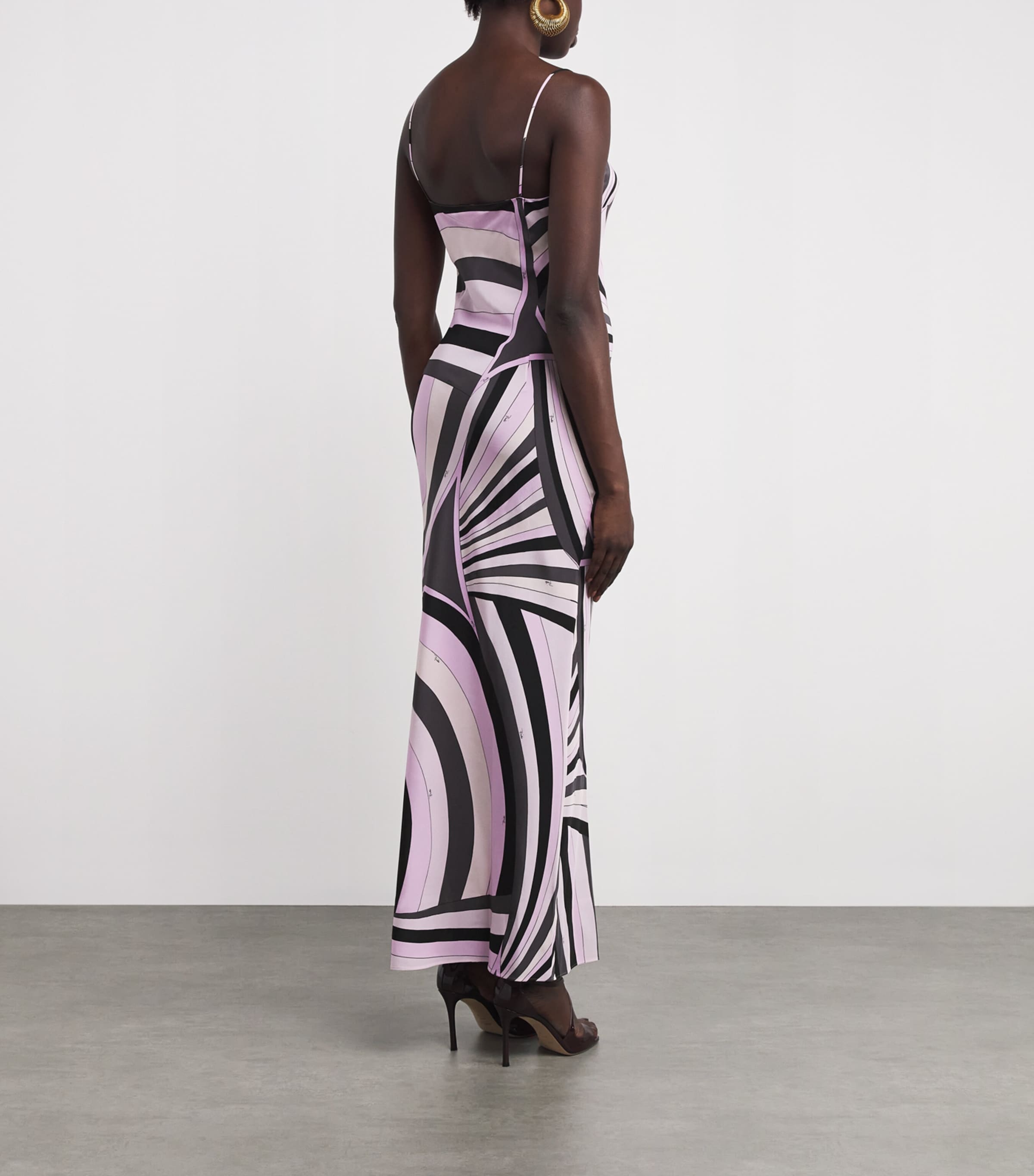 Silk Slip Maxi Dress 010/PINK BLACK Image 3
