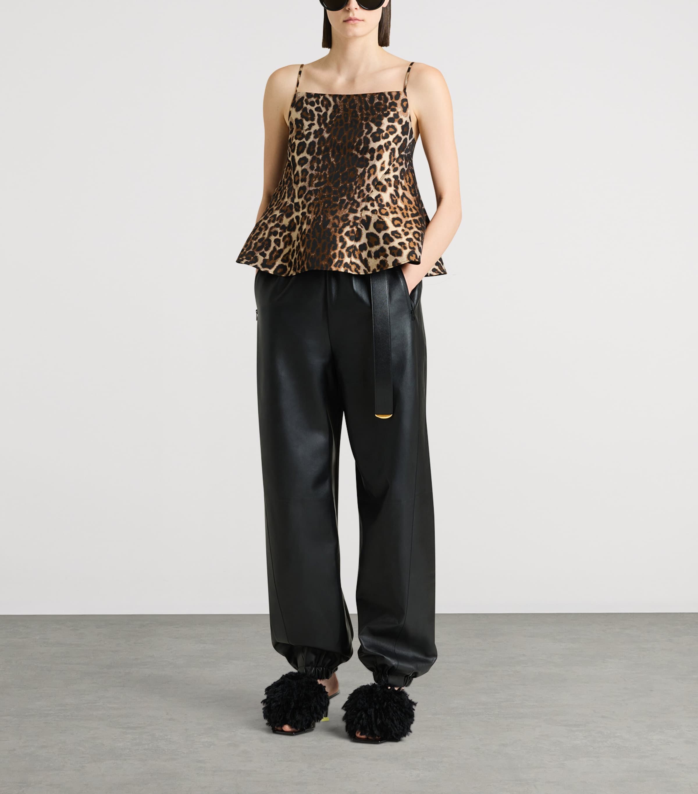 Givenchy Womens Cady Leopard Square-Neck Cami Top Image 8