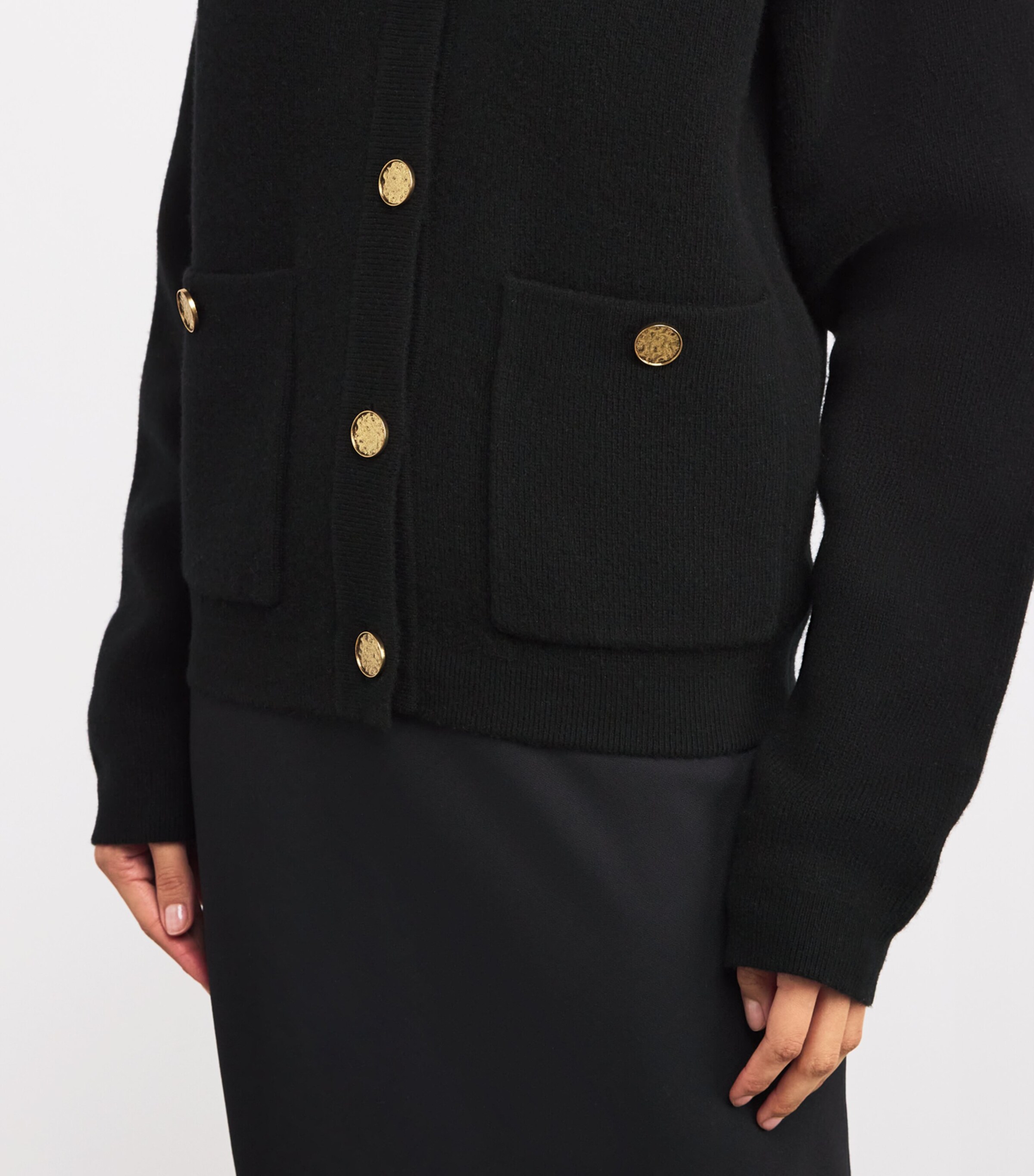 Toteme Womens Wool-Blend Cardigan Black Image 6