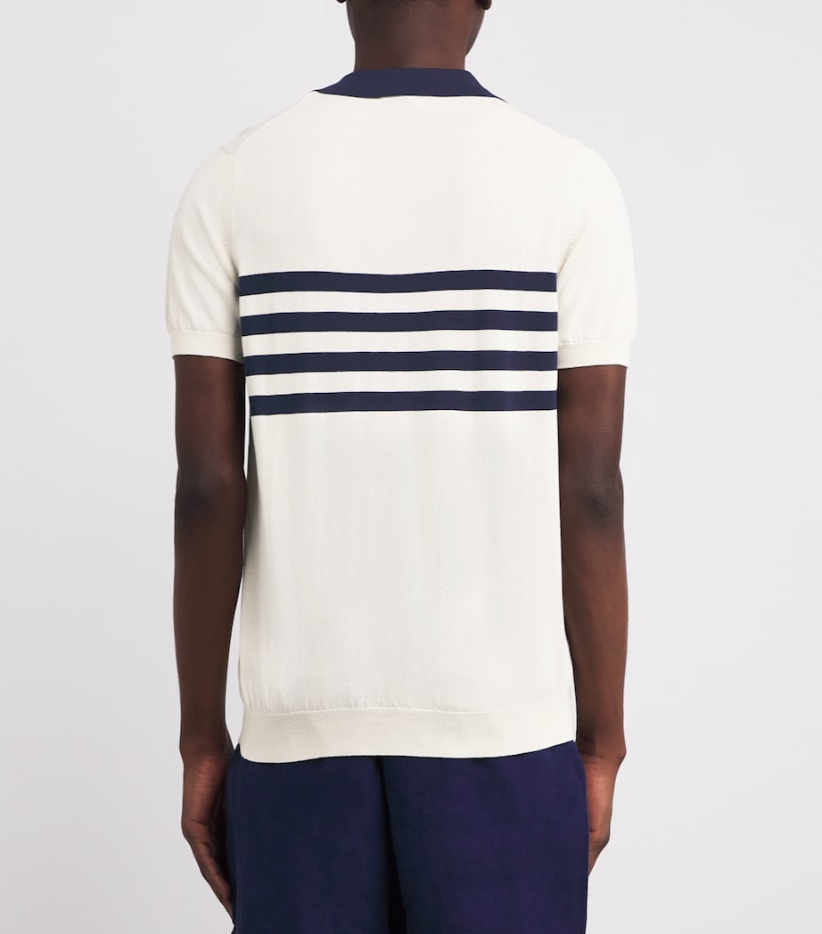 Cotton Stripe Polo Shirt 003-OFF-WHITE Image 4