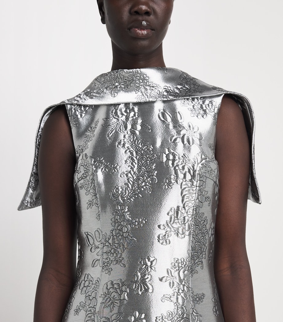 Emilia Wickstead Womens Metallic Cloqué Harlow Midi Dress Silver Image 3