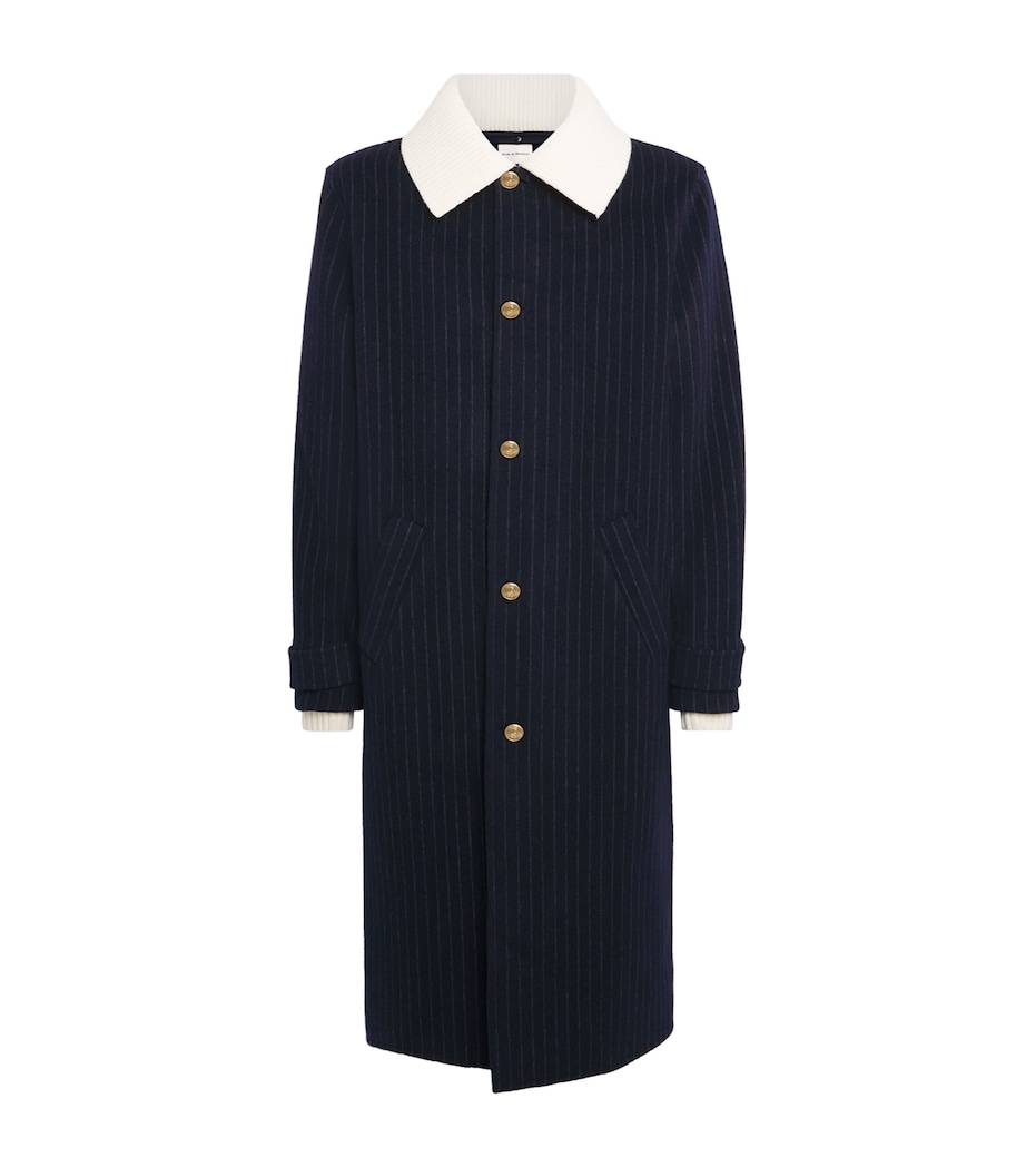 Wool-Blend Pinstripe Overcoat DNY / DARK NAVY Image 1