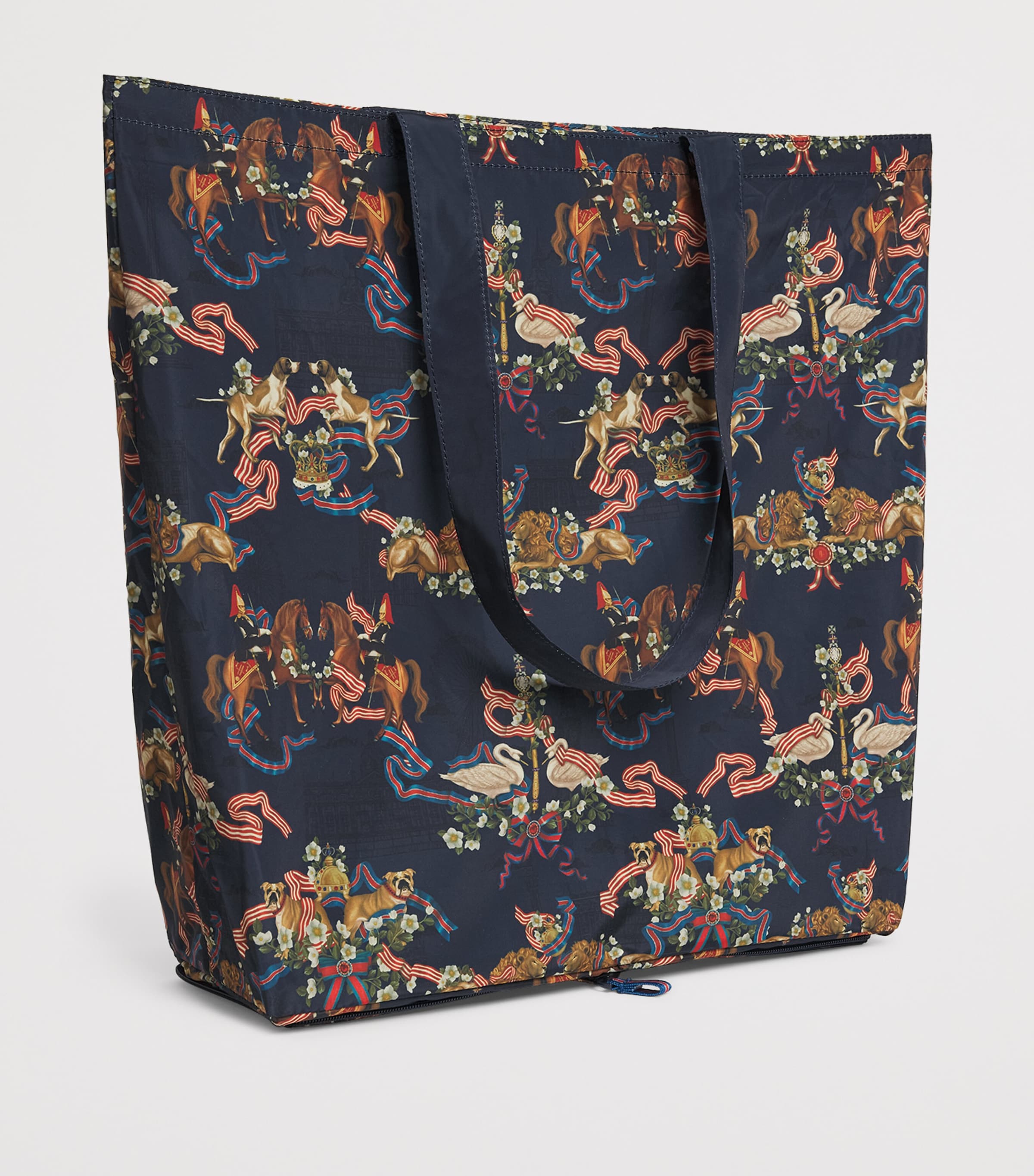 Harrods Great British Pocket Shopper Bag Navy Image 2