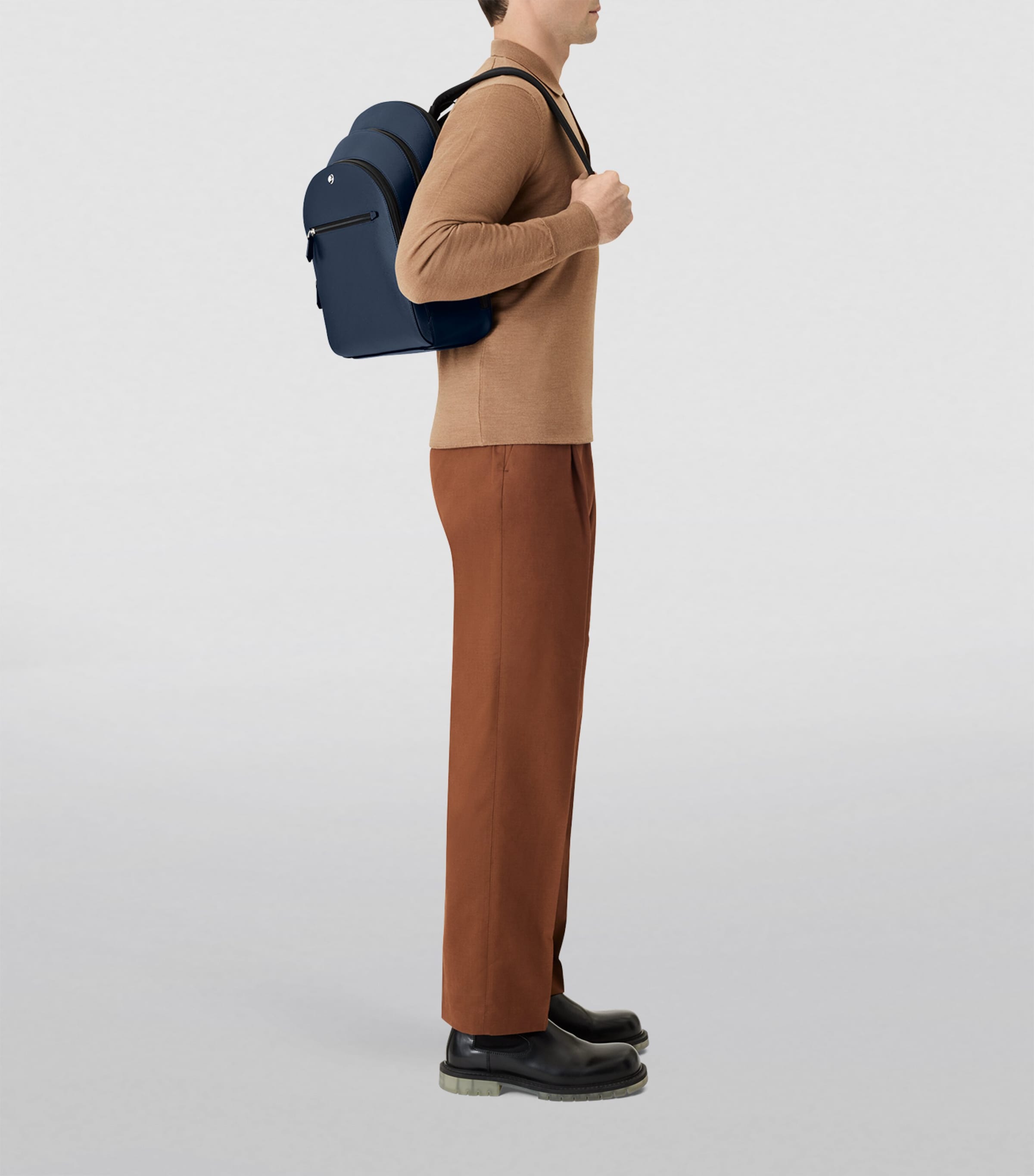 Medium Leather Sartorial Backpack INK BLUE Image 3