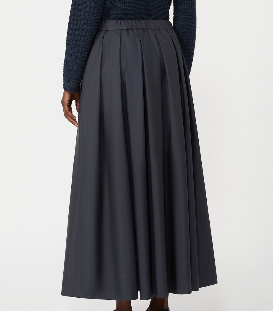 Max Mara Womens Cotton Pleated Pineta Midi Skirt Ultramarine Image 3