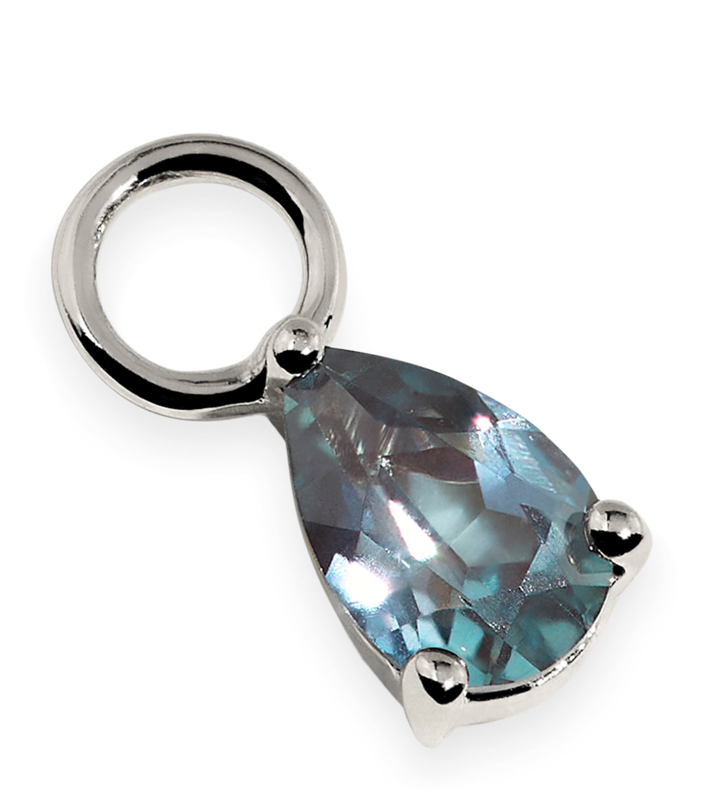 Astrid & Miyu White Gold and Alexandrite Birthstone Earring Charm White Gold Image 1