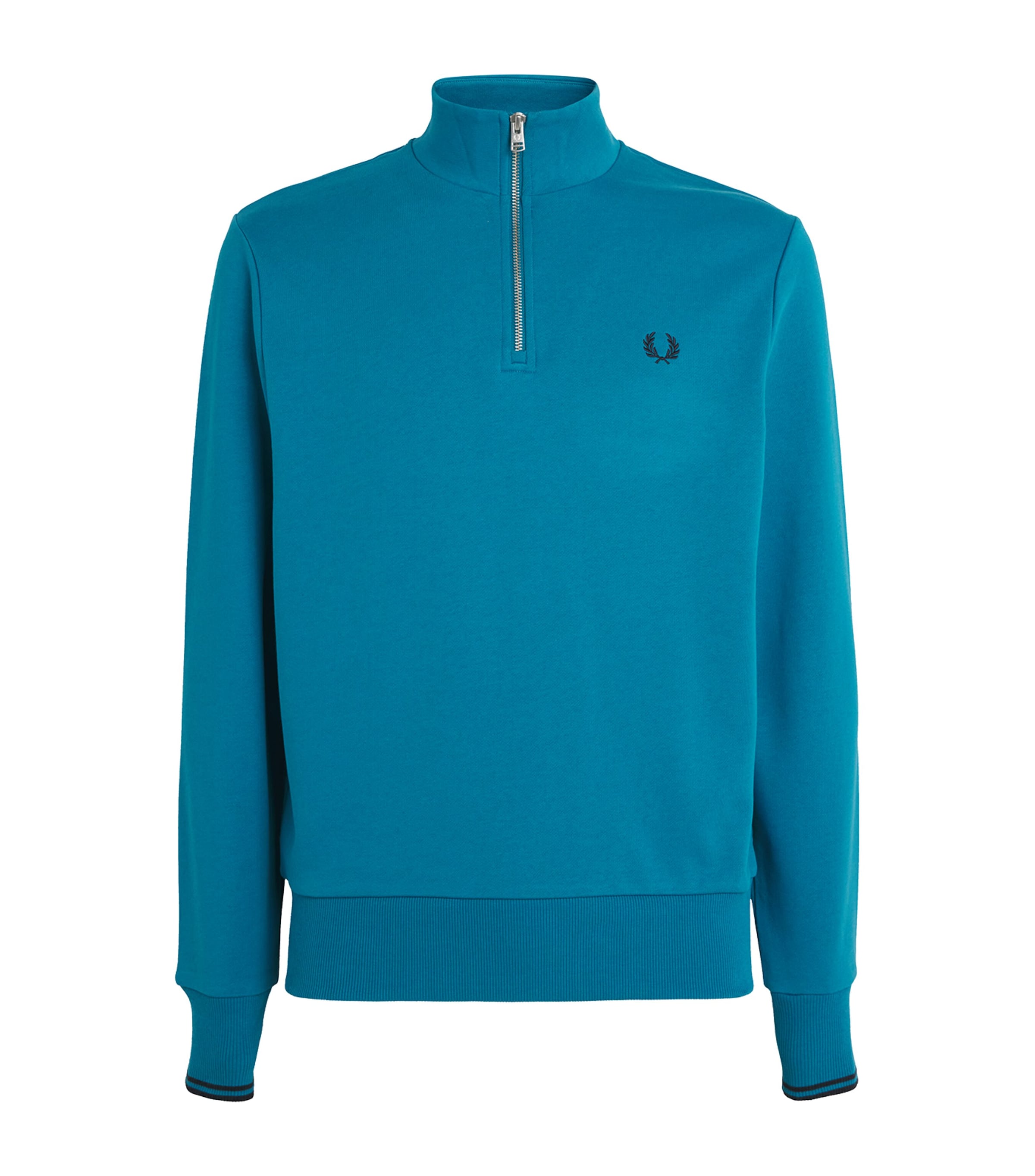 Fred Perry Cotton Half-zip Sweatshirt In Blue