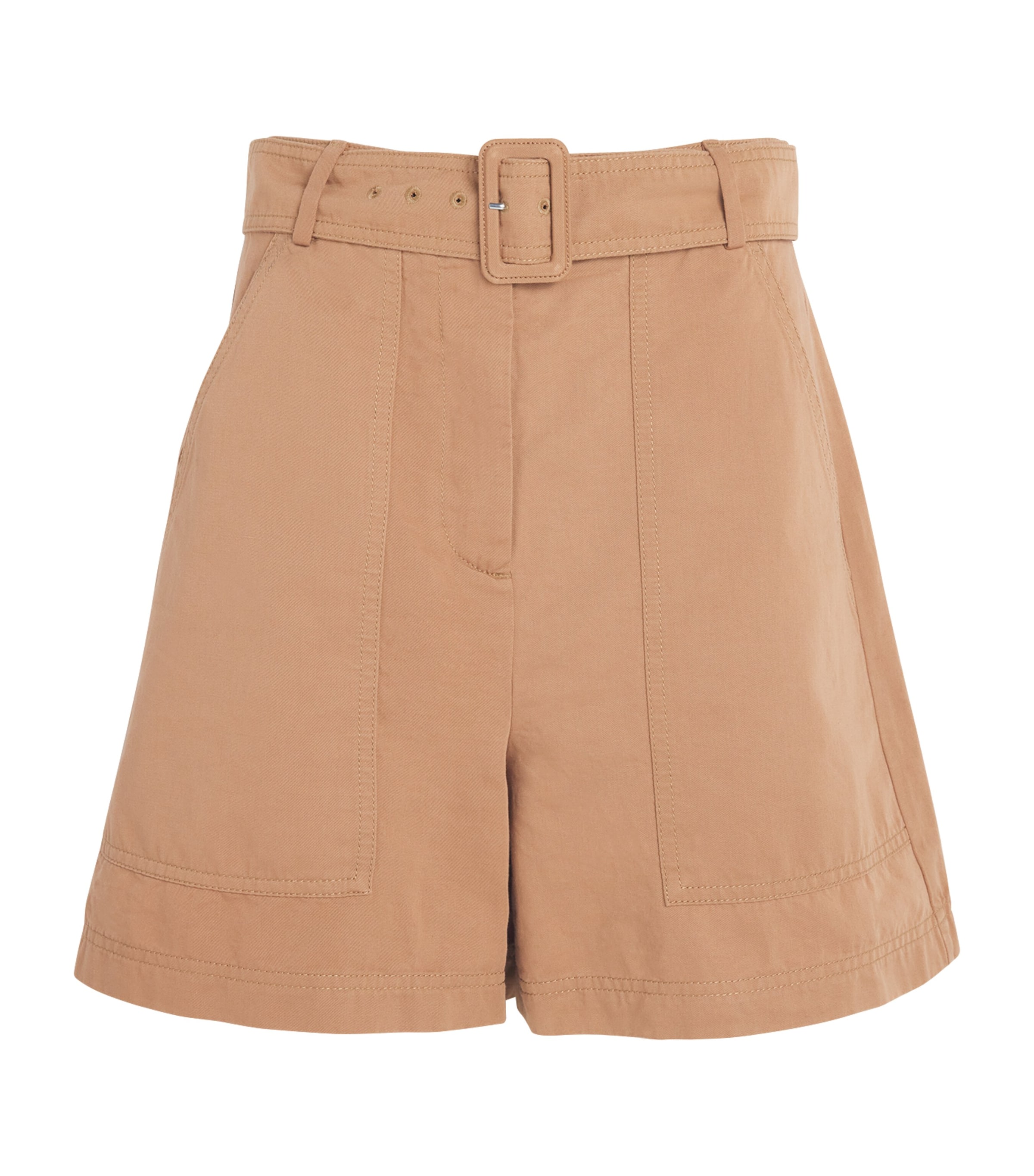 Weekend Max Mara Cotton-linen Belted Shorts In Beige