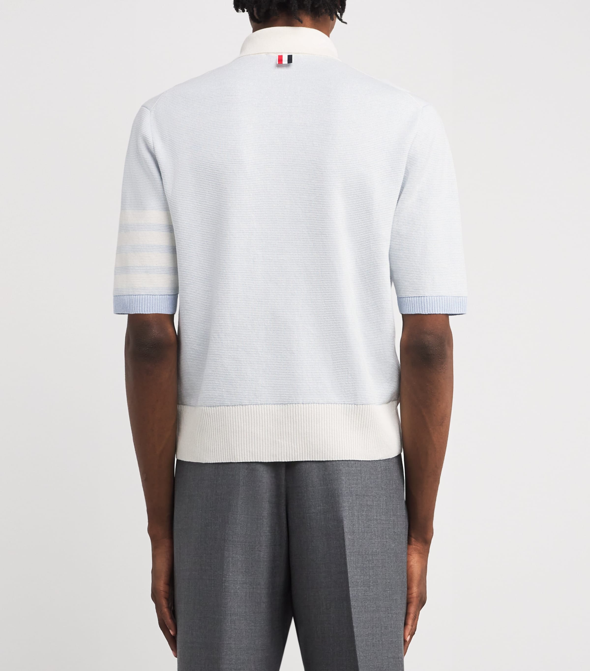 Linen-Cotton 4-Stripe Polo Shirt LIGHT BLUE Image 4