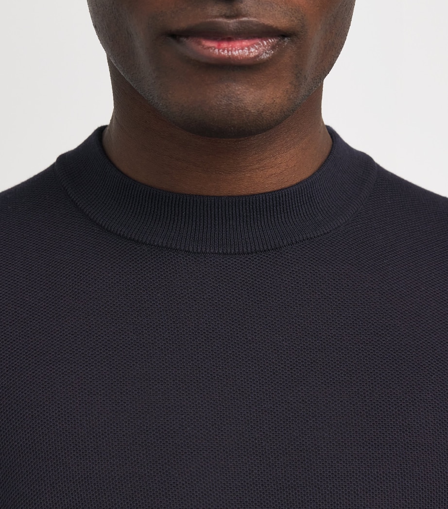 Cotton Short-Sleeve Sweater 46237 NAVY Image 6