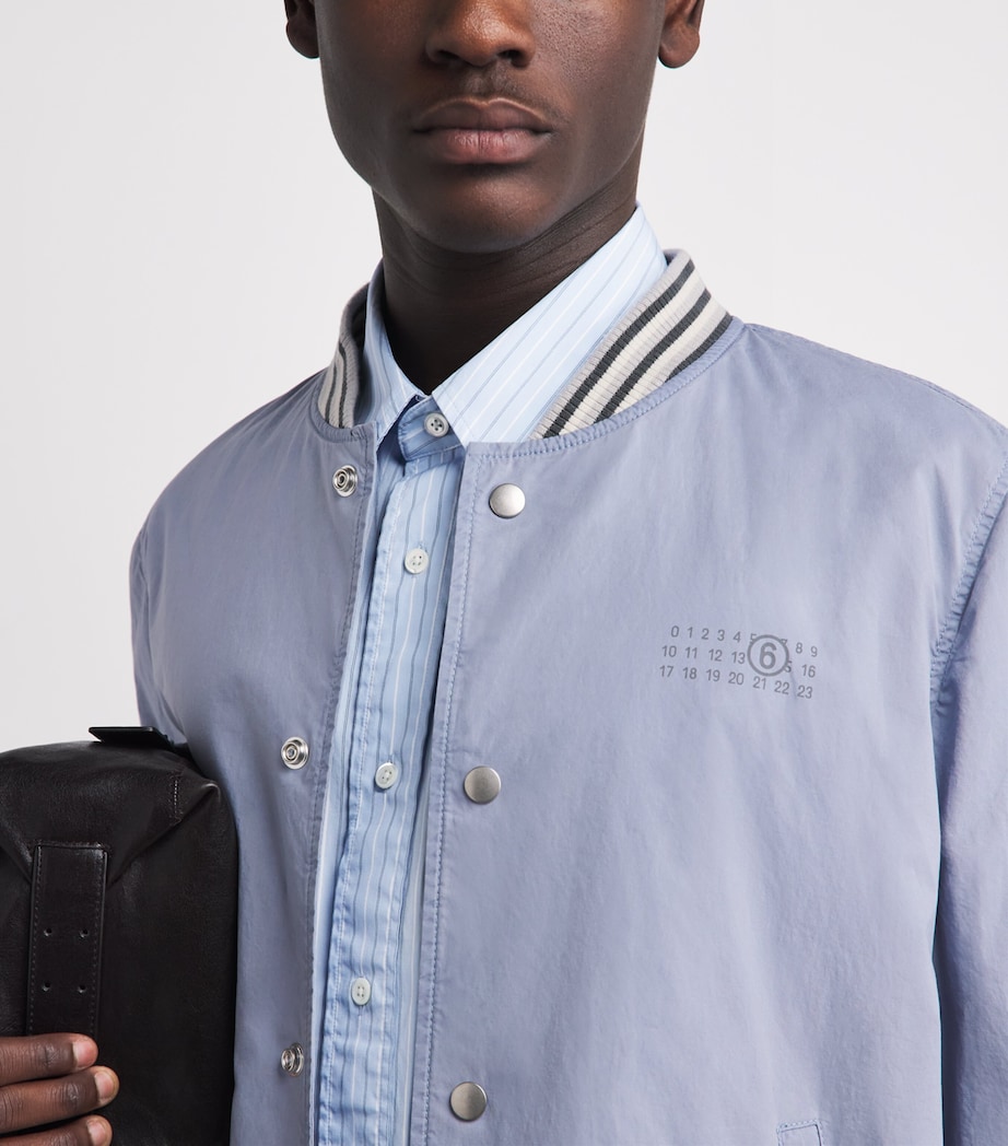 MM6 Maison Margiela Mens Cotton Numeric Print Bomber Jacket Blue Image 3