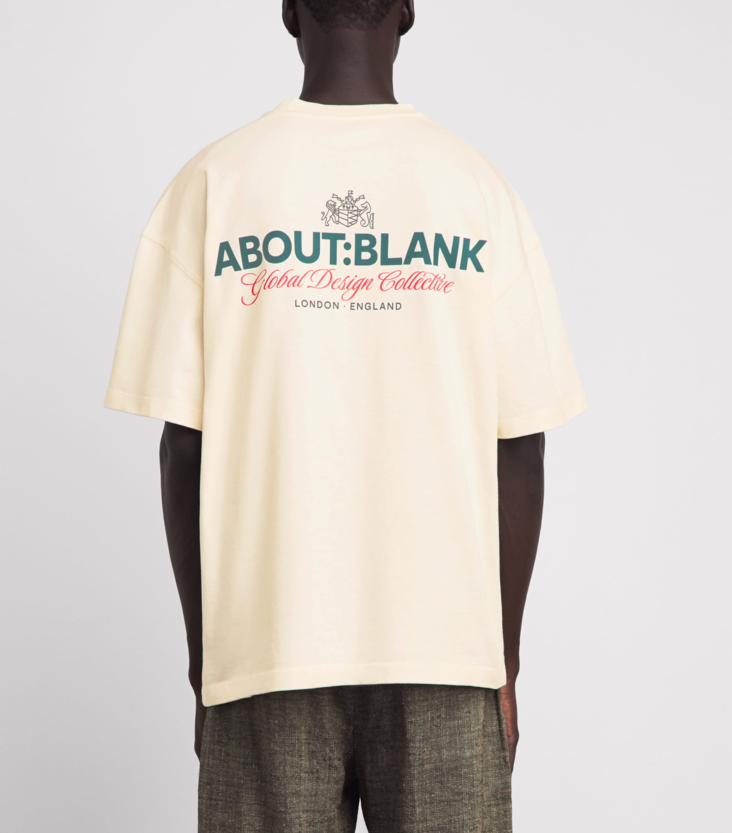 about:blank Mens Cotton Logo Oversized T-Shirt Oat/green/red Image 5