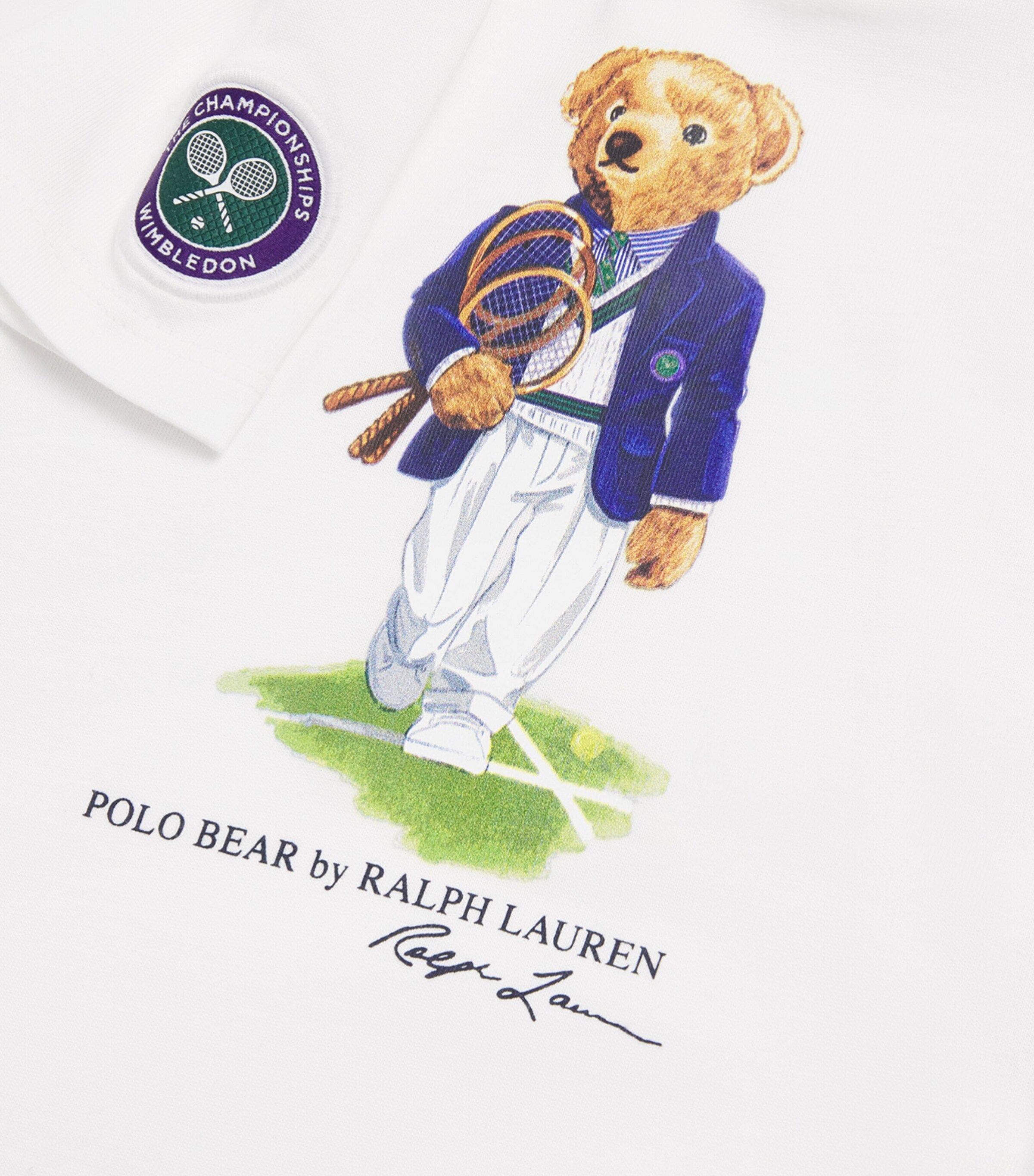 Ralph Lauren Kids x Wimbledon Cotton Polo Bear Playsuit (3-24 Months) White Image 3