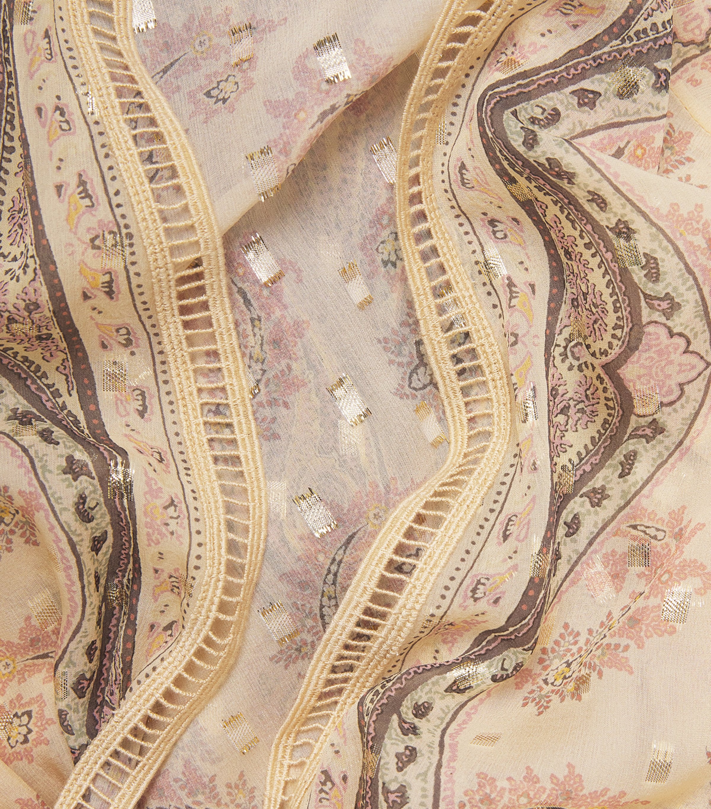 Etro Womens Silk-Lurex Paisley Robe Prnt/beig Base Image 6