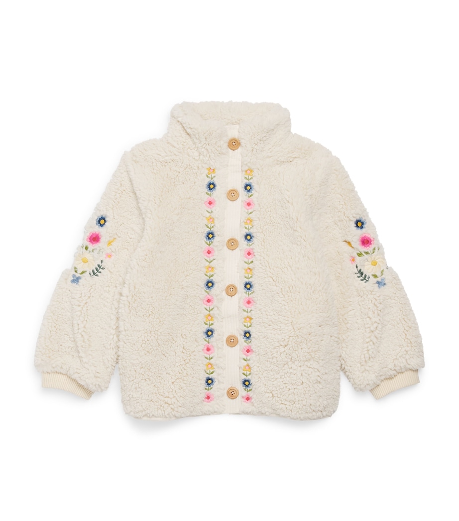 Sherpa Embroidered Rosinna Coat (4-12 Years) CREAM Image 1