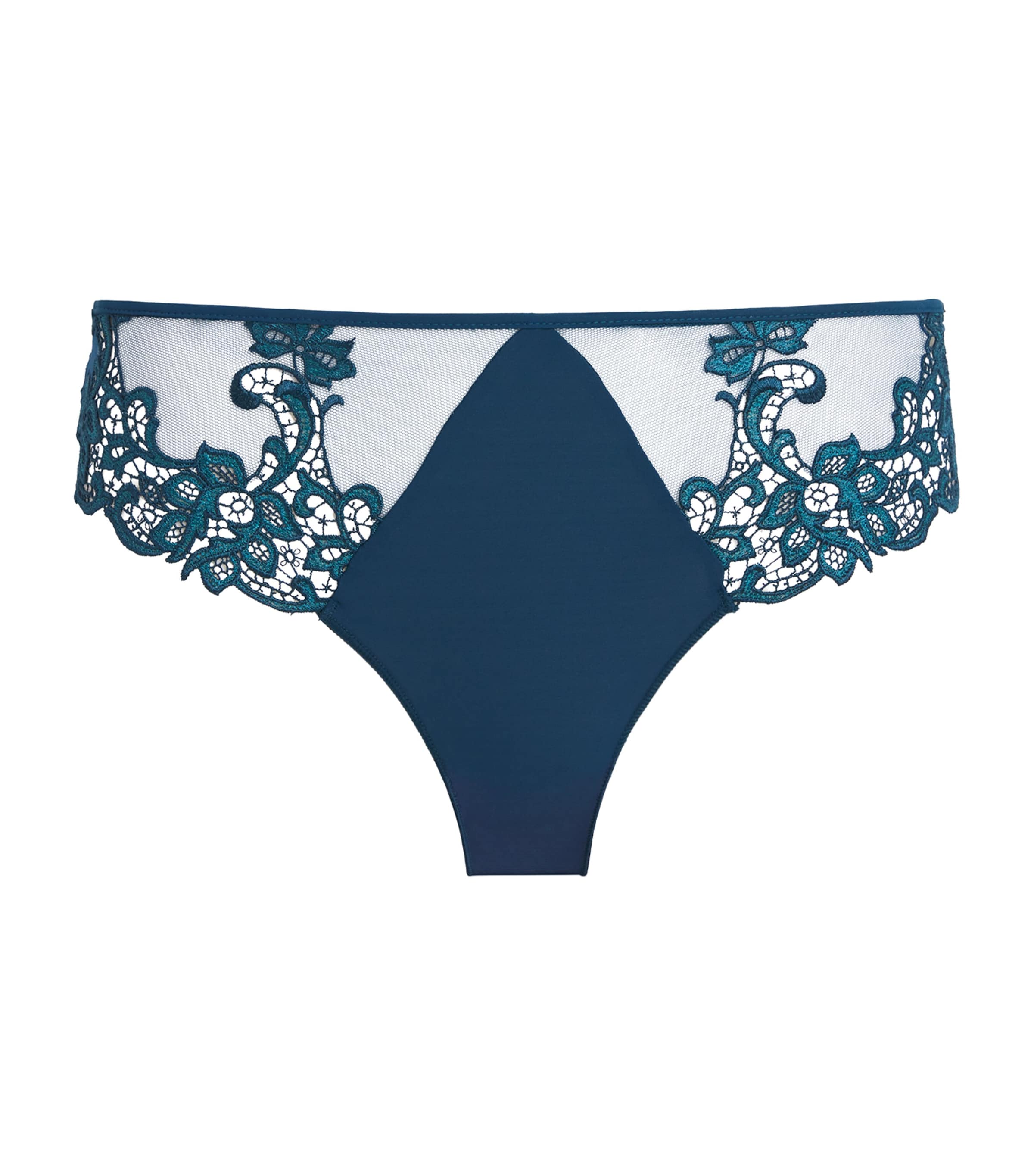 Simone Perele Lace-trim Saga Bikini Briefs In Blue