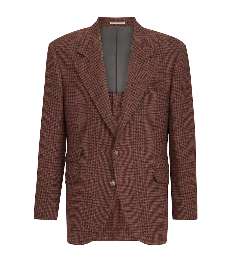Brunello Cucinelli Mens Cashmere Check Cavallo Blazer Image 1
