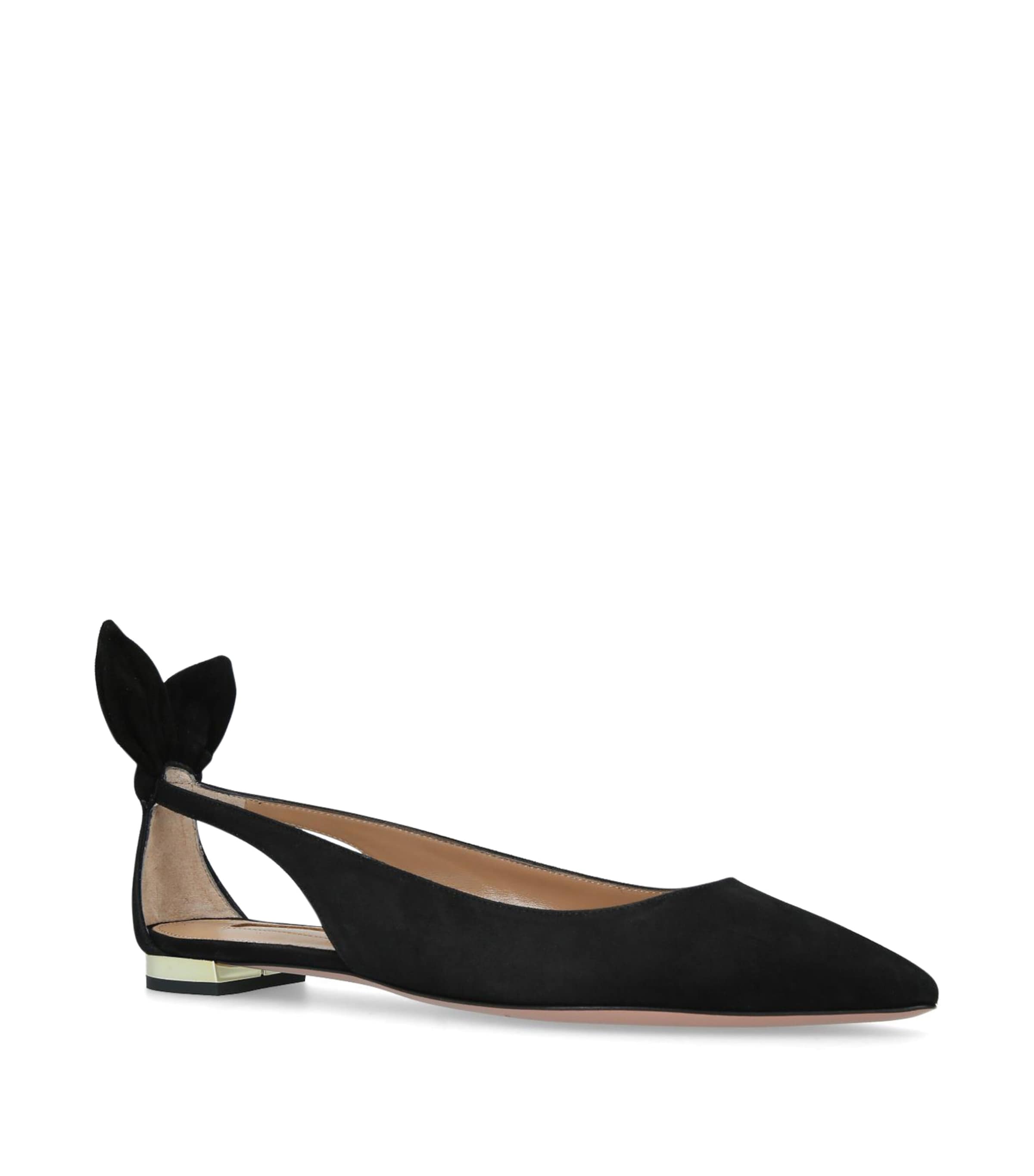 AQUAZZURA SUEDE BOW TIE BALLET FLATS 