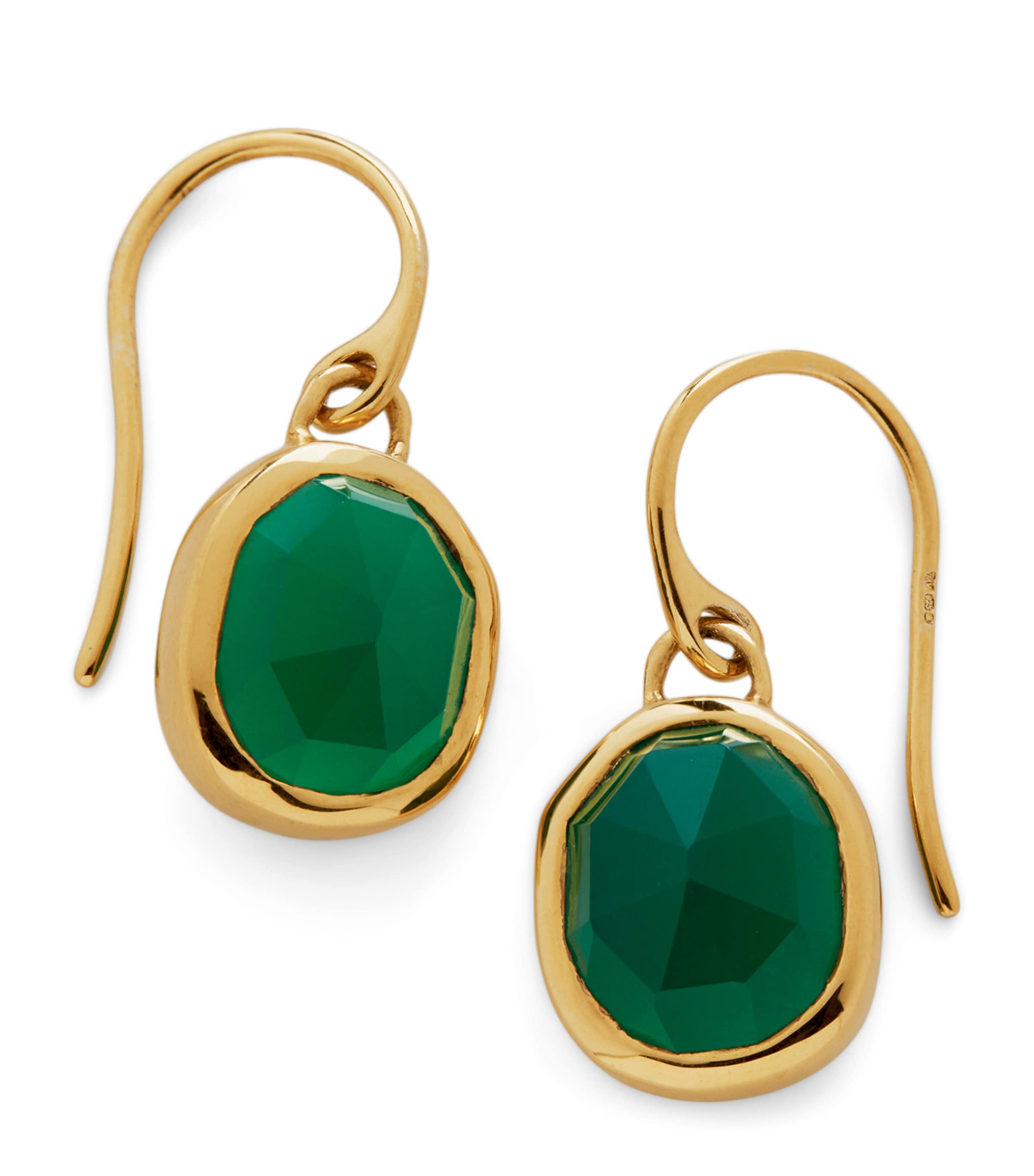 Monica Vinader Gold Vermeil And Green Onyx Siren Earrings In Gold