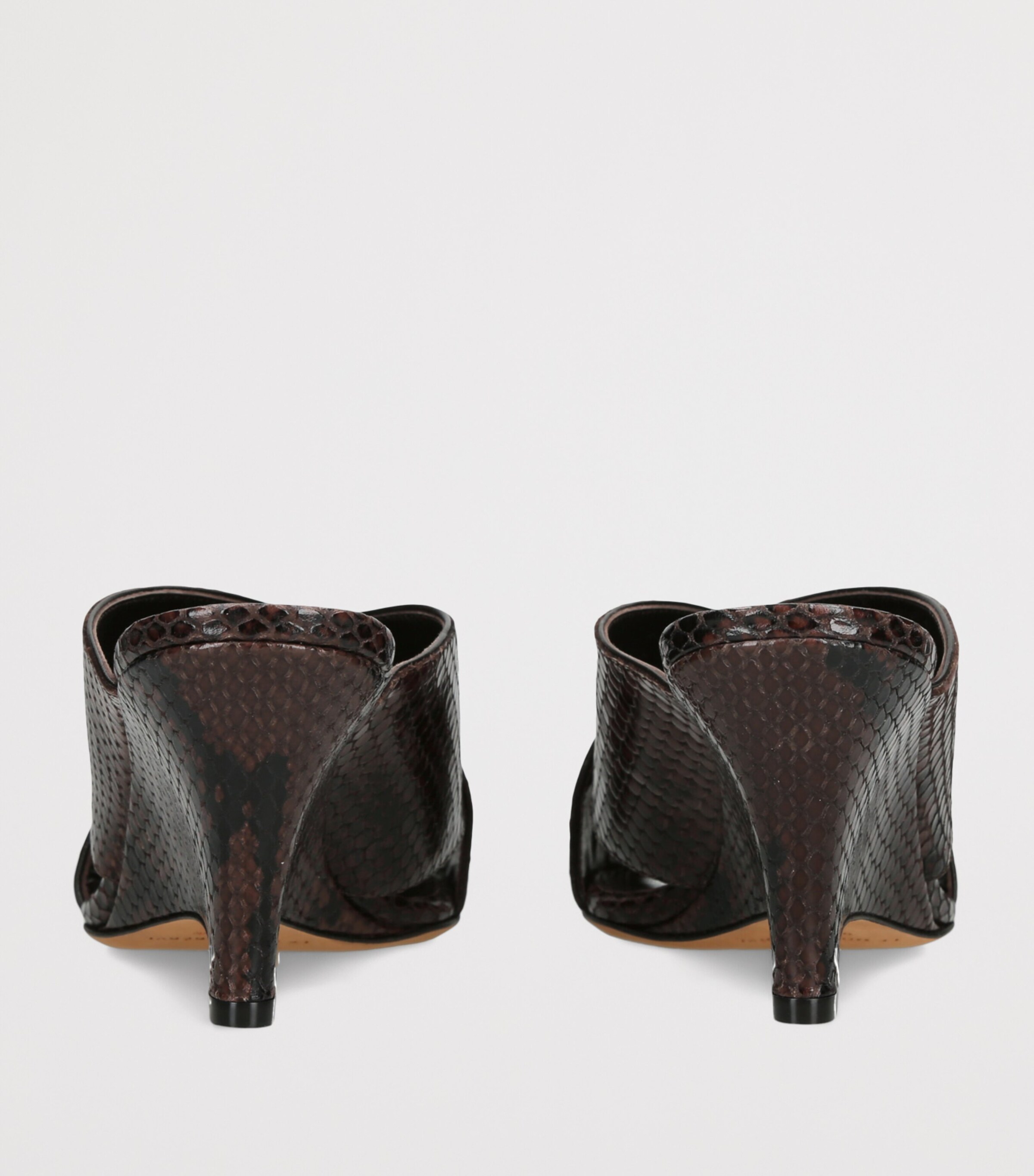 Le Monde Beryl Leather Sneak-Effect Luca Mules 70 Dark Brown Image 2
