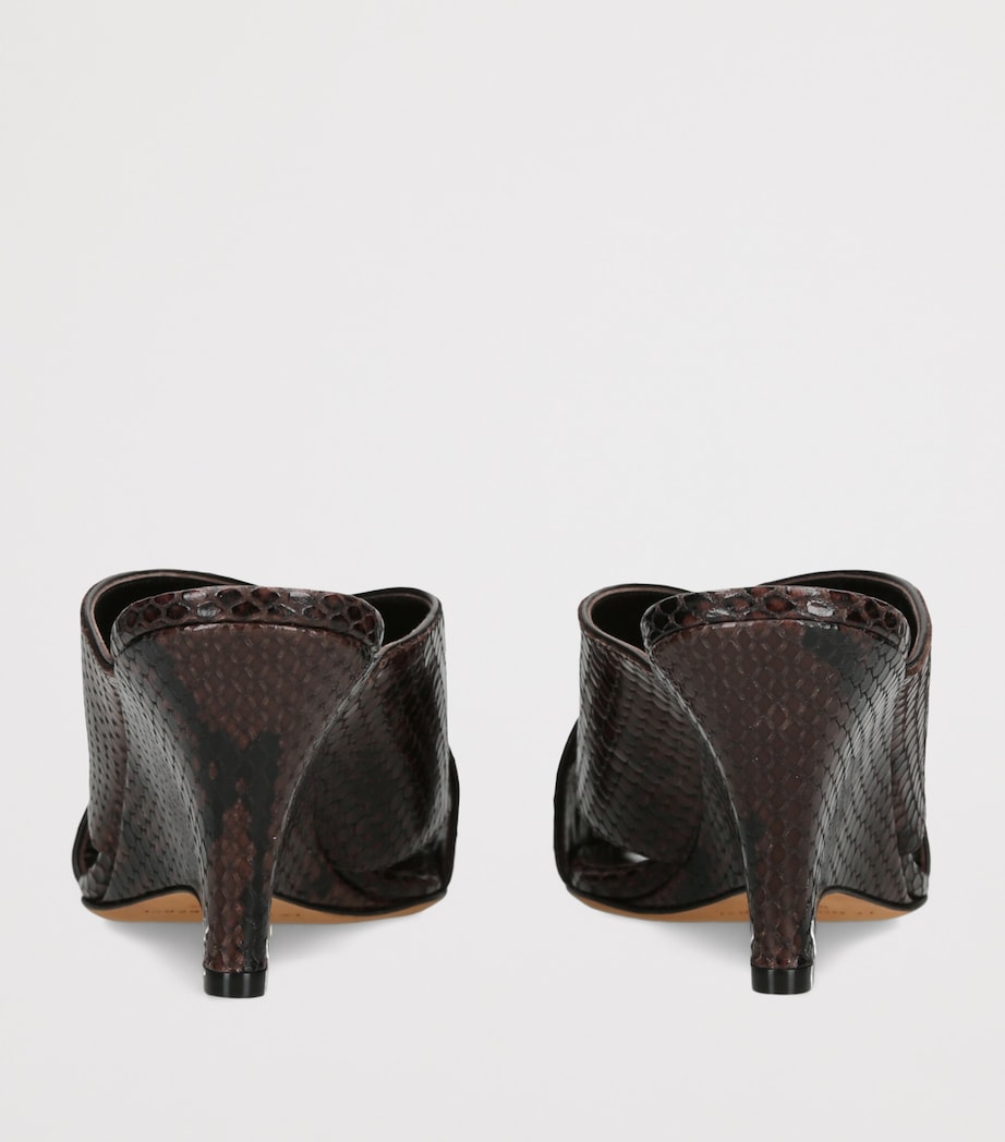 Le Monde Beryl Leather Sneak-Effect Luca Mules 70 Dark Brown Image 2