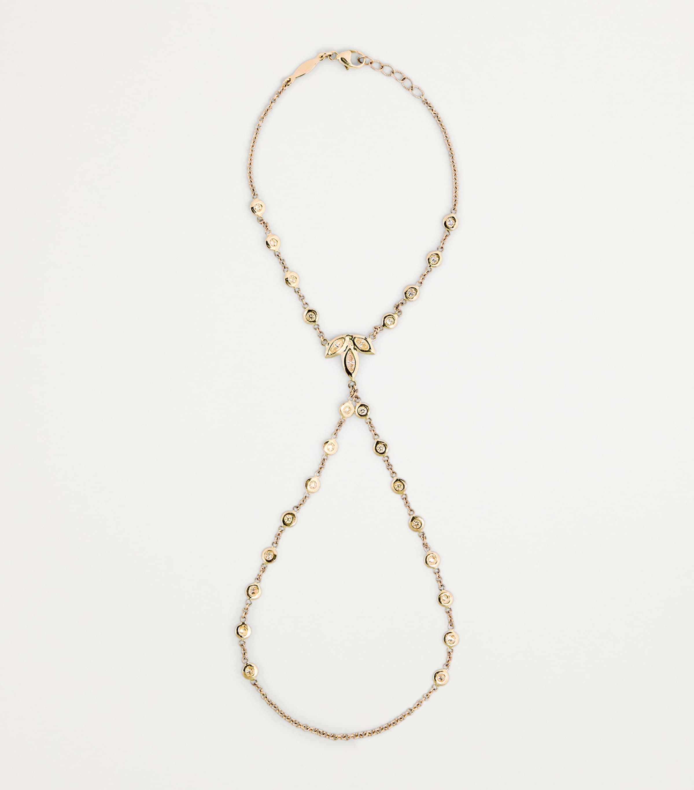 Yellow Gold and Diamond Marquise Blossom Finger Bracelet YELLOW GOLD Image 3