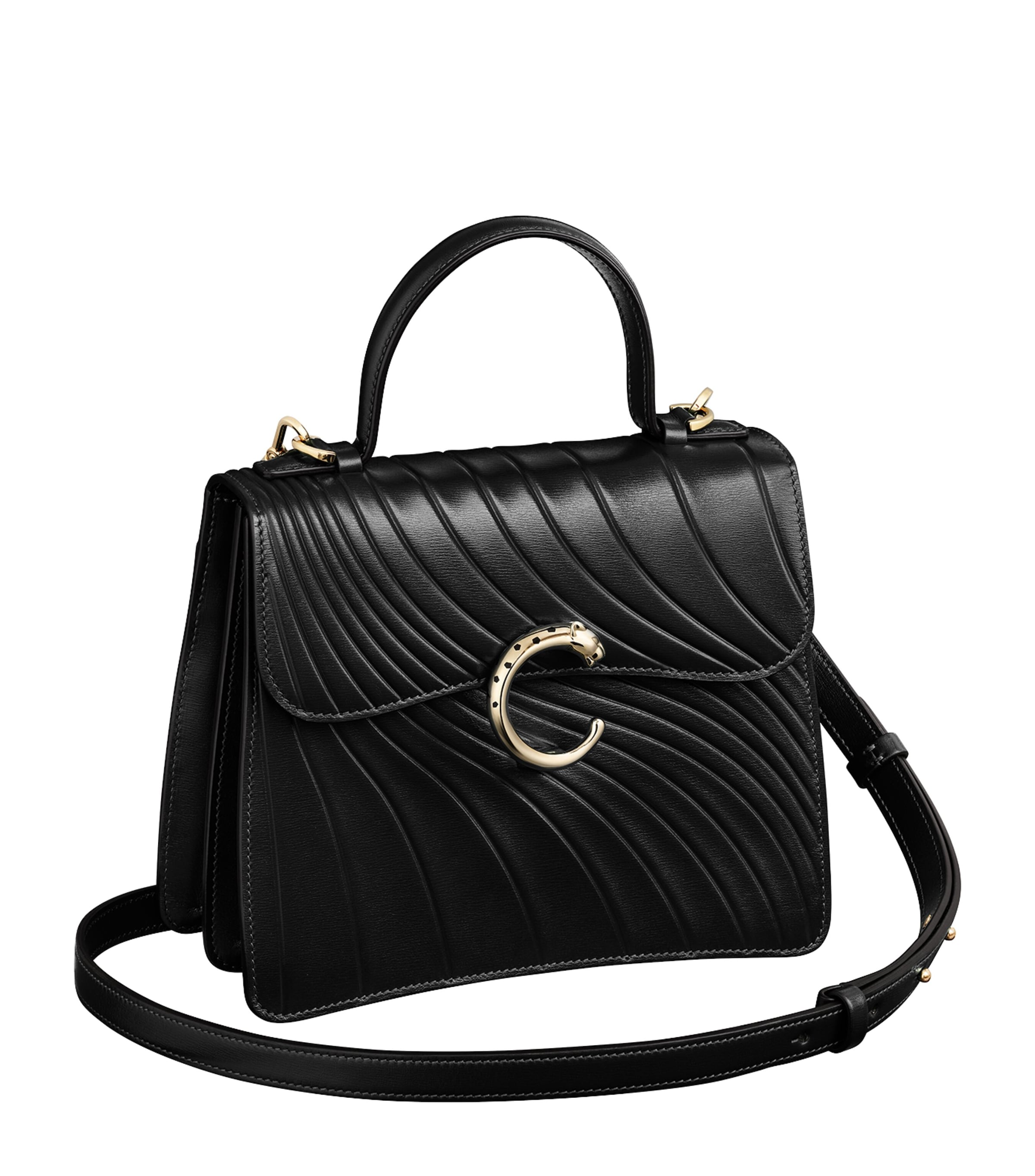 Small Leather Panthère De Cartier Top-Handle Bag BLACK Image 1