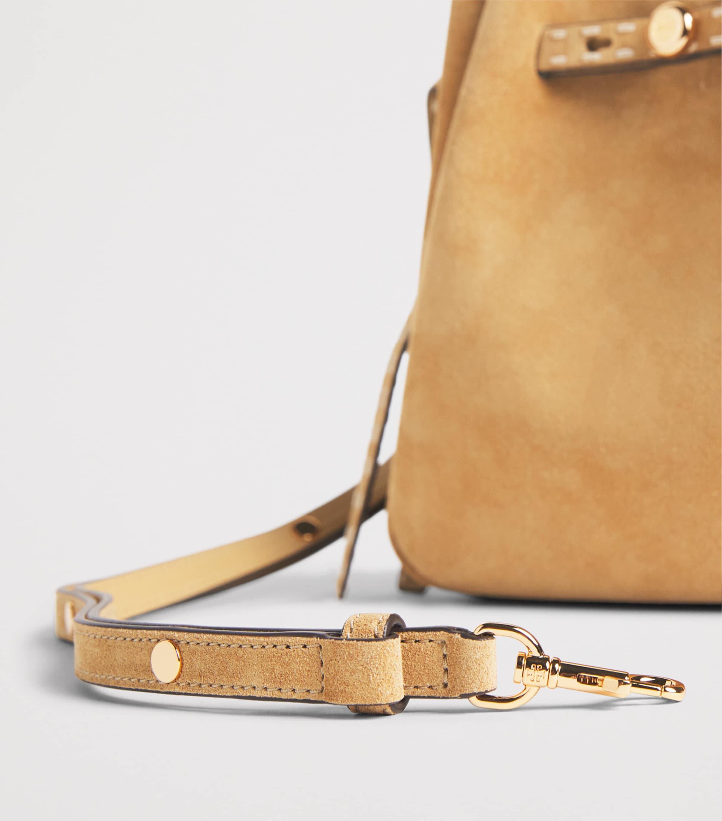 Tory Burch Small Suede Romy Bucket Bag Butter Image 5