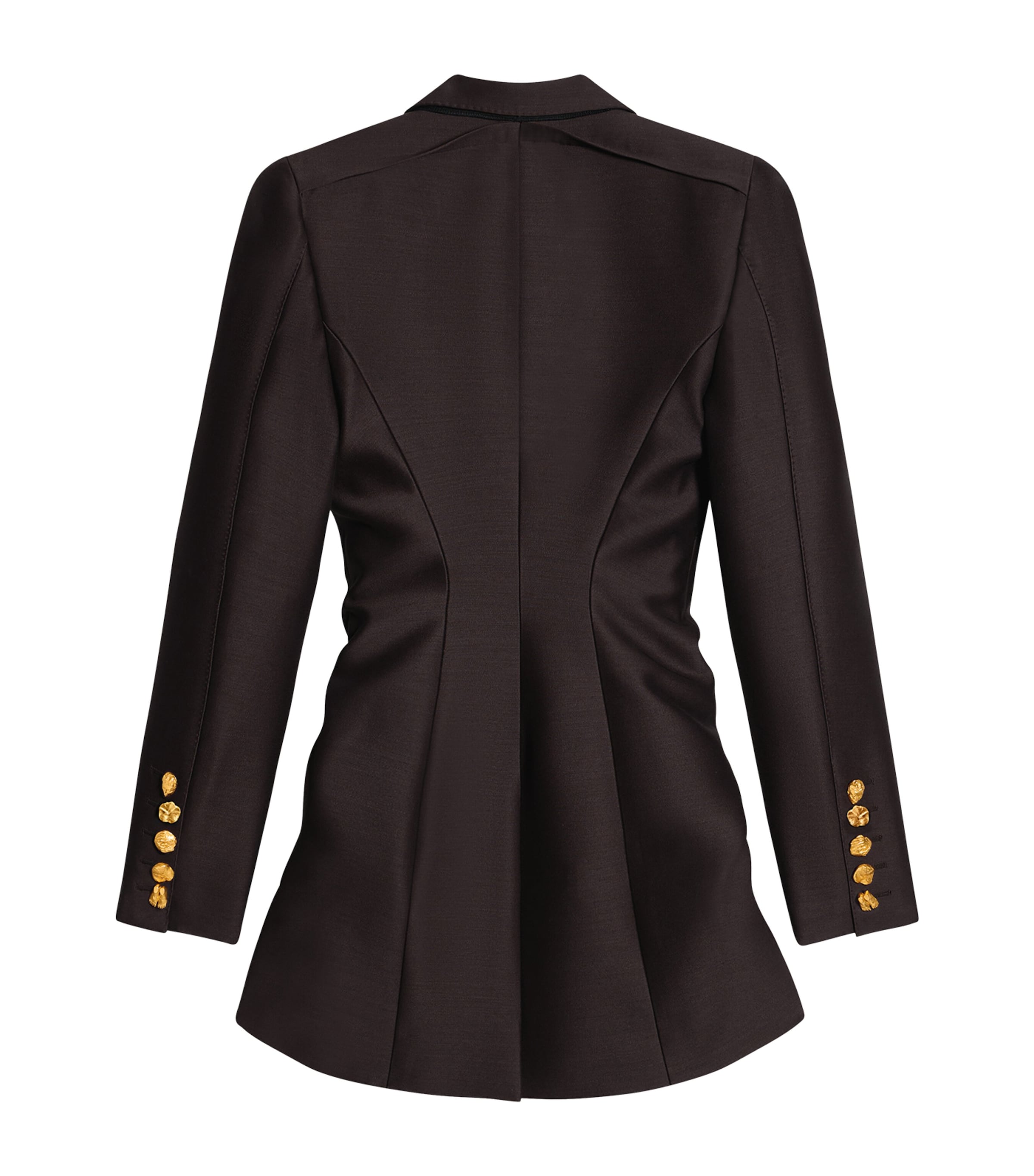 Schiaparelli Womens Wool-Silk Demi-Lune Jacket Dark Brown Image 6