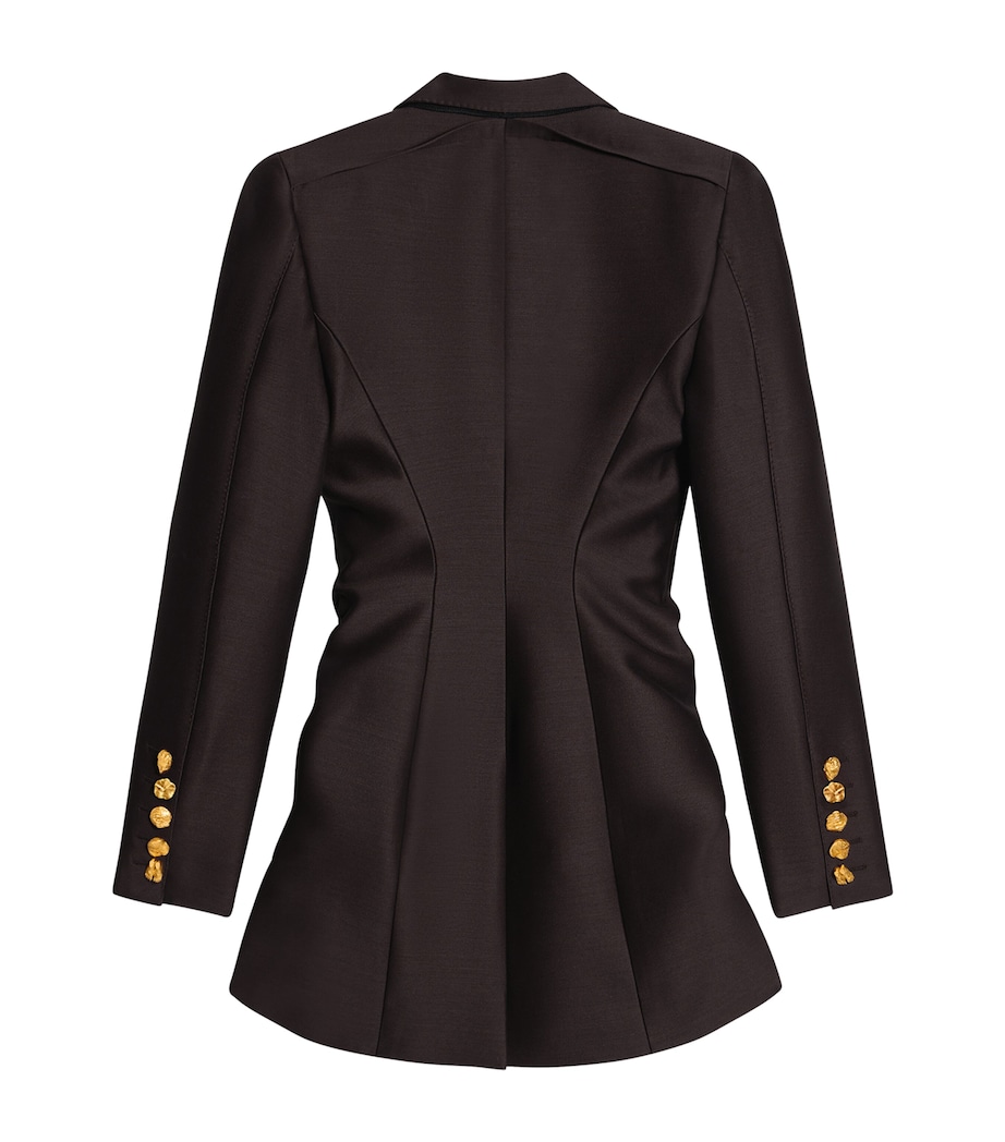 Schiaparelli Womens Wool-Silk Demi-Lune Jacket Dark Brown Image 6