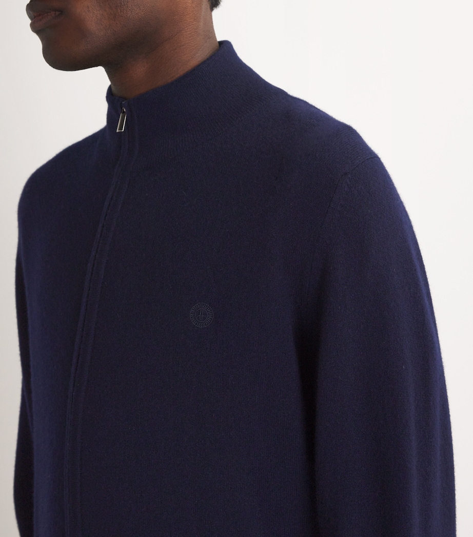 Cashmere Zip-Up Sweater T&D NAVY Image 6