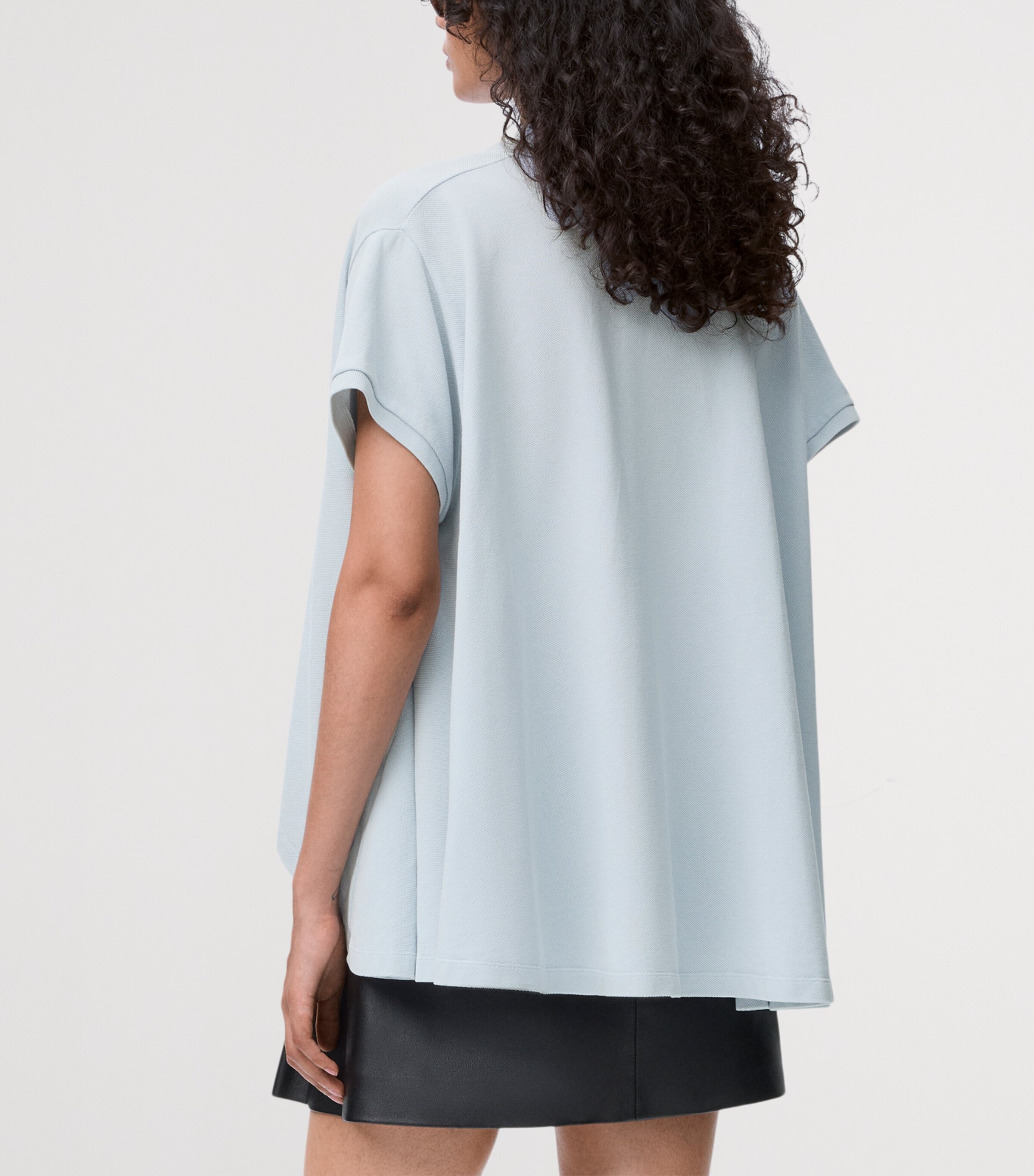 LOEWE Womens Stretch-Cotton Polo Shirt Light Blue Image 4