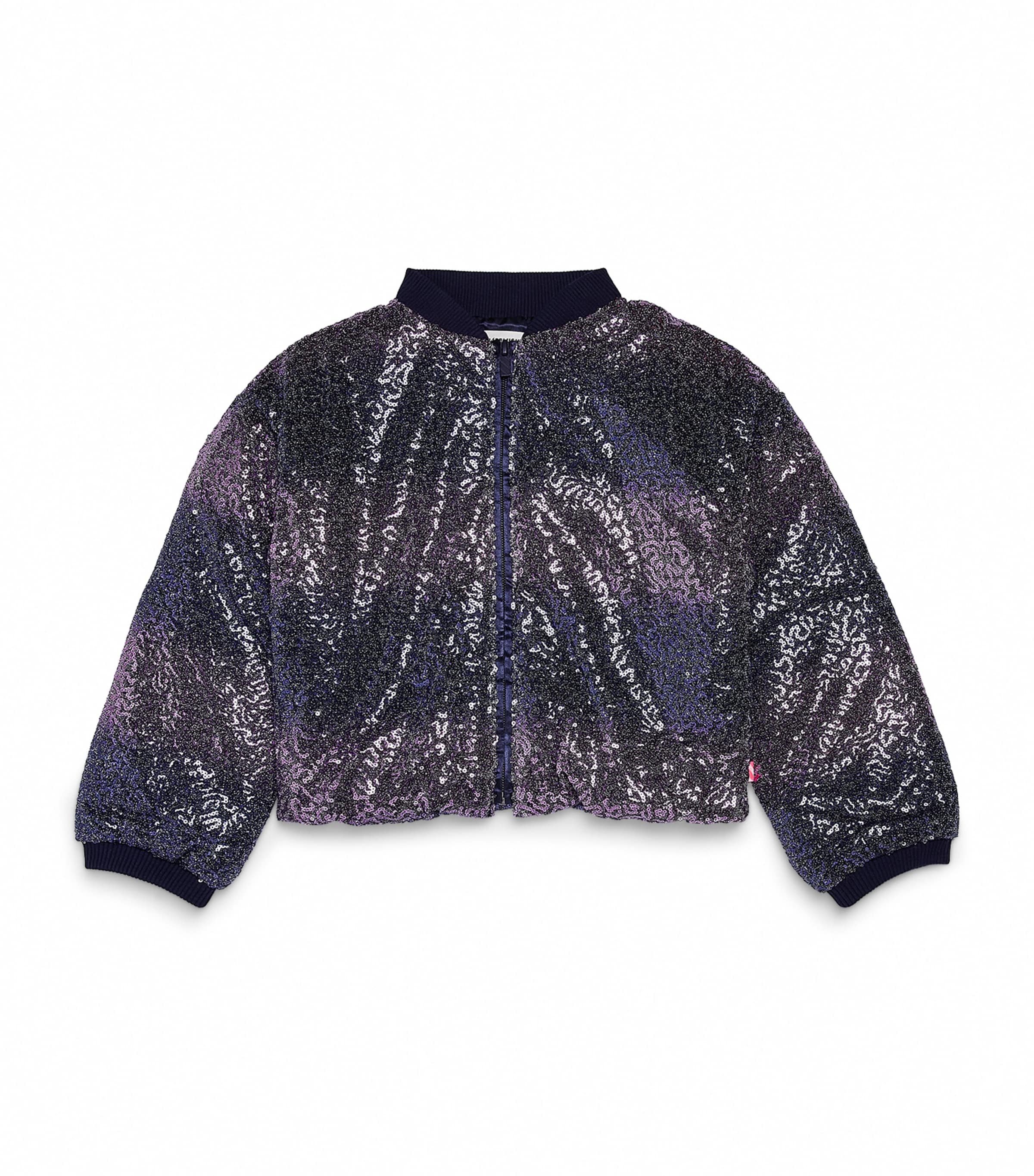 Billieblush Sequin Bomber Jacket (4-12 Years) Navy Image 1