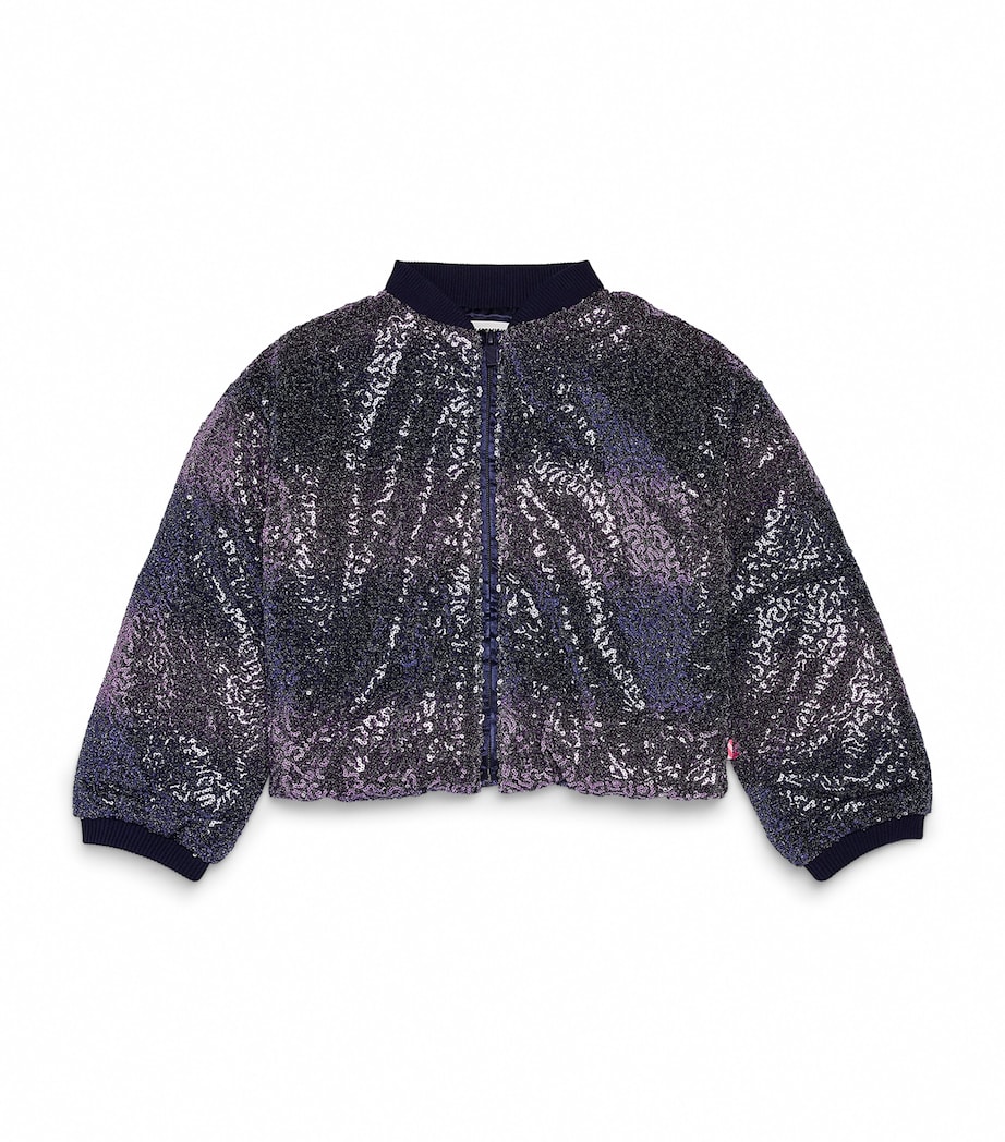 Billieblush Sequin Bomber Jacket (4-12 Years) Navy Image 1