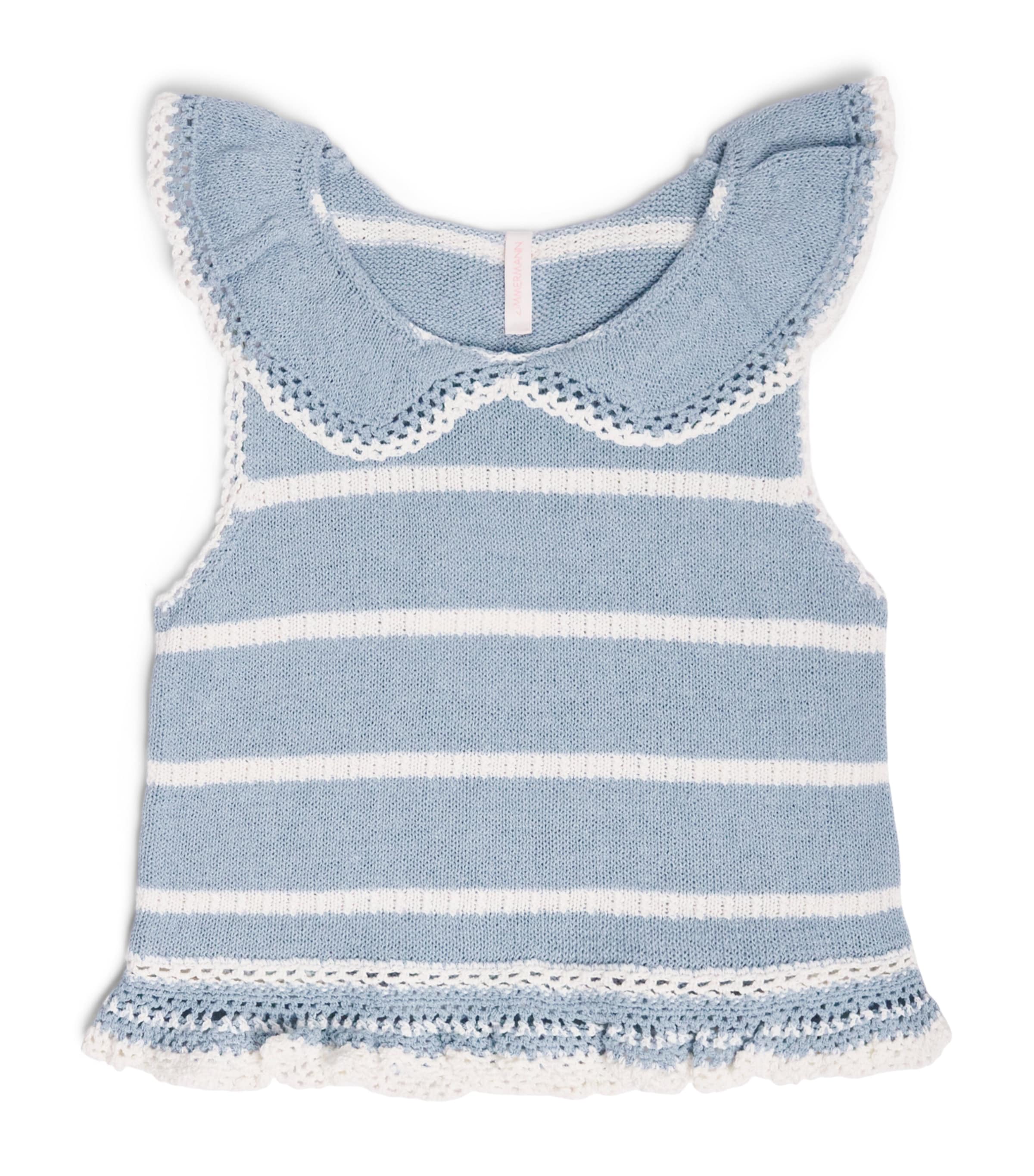 Zimmermann Kids Knitted Stripe Indra Top (2-12 Years) Blue/ecru Image 1