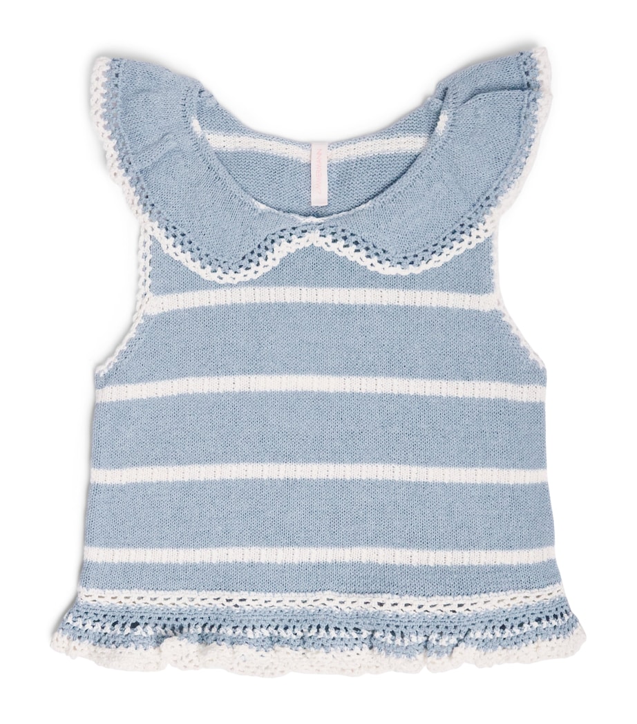 Zimmermann Kids Knitted Stripe Indra Top (2-12 Years) Blue/ecru Image 1