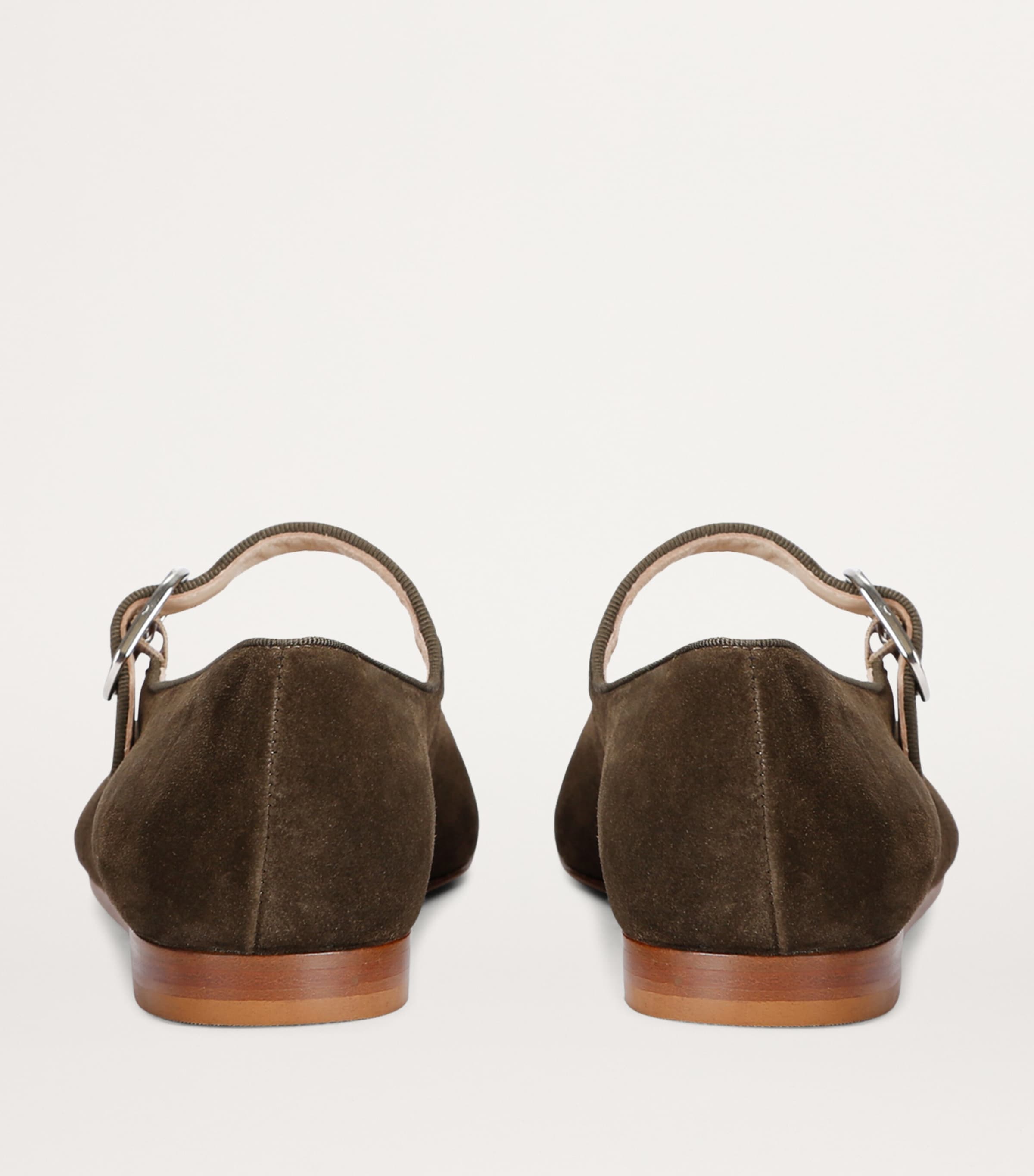Suede Mary Jane Ballet Flats KHAKI Image 2