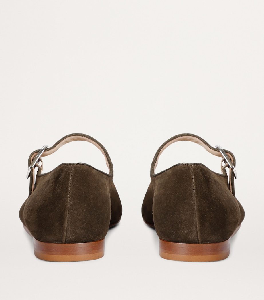 Suede Mary Jane Ballet Flats KHAKI Image 2