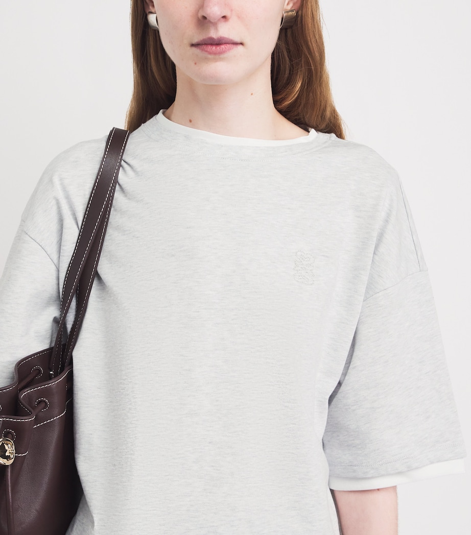 Sandro Paris Womens Cotton Logo T-Shirt Grey Image 3