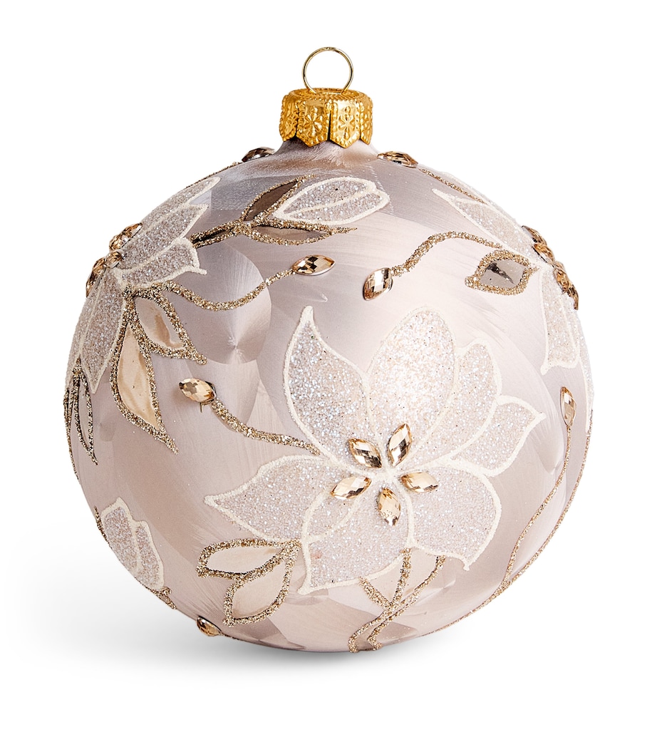 Harrods Glass Glitter Flower Bauble Umbra Frost Effect Image 1